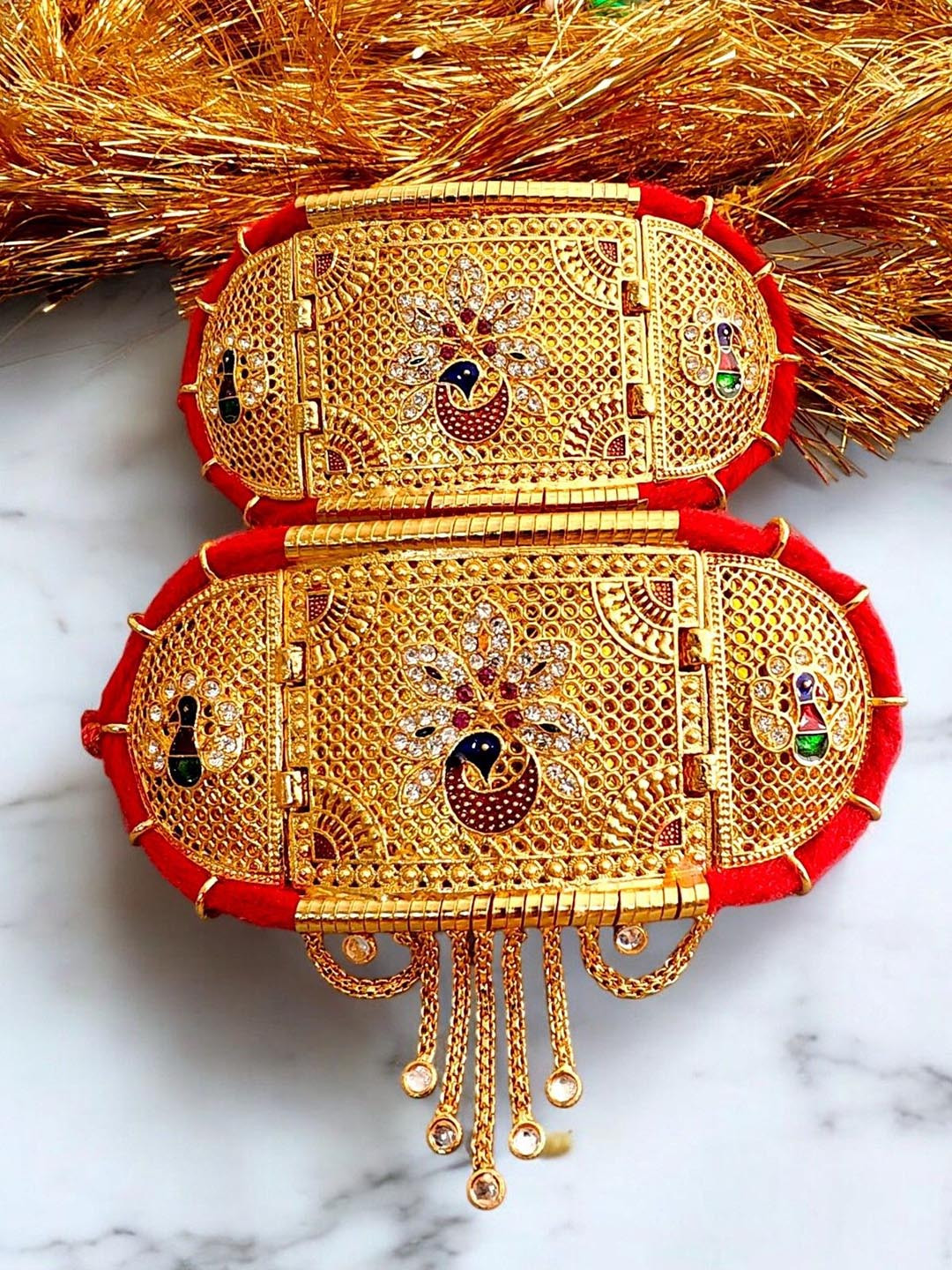 RAJASTHANI GAHANA Gold-Plated Crystals Studded Armlet Bracelet