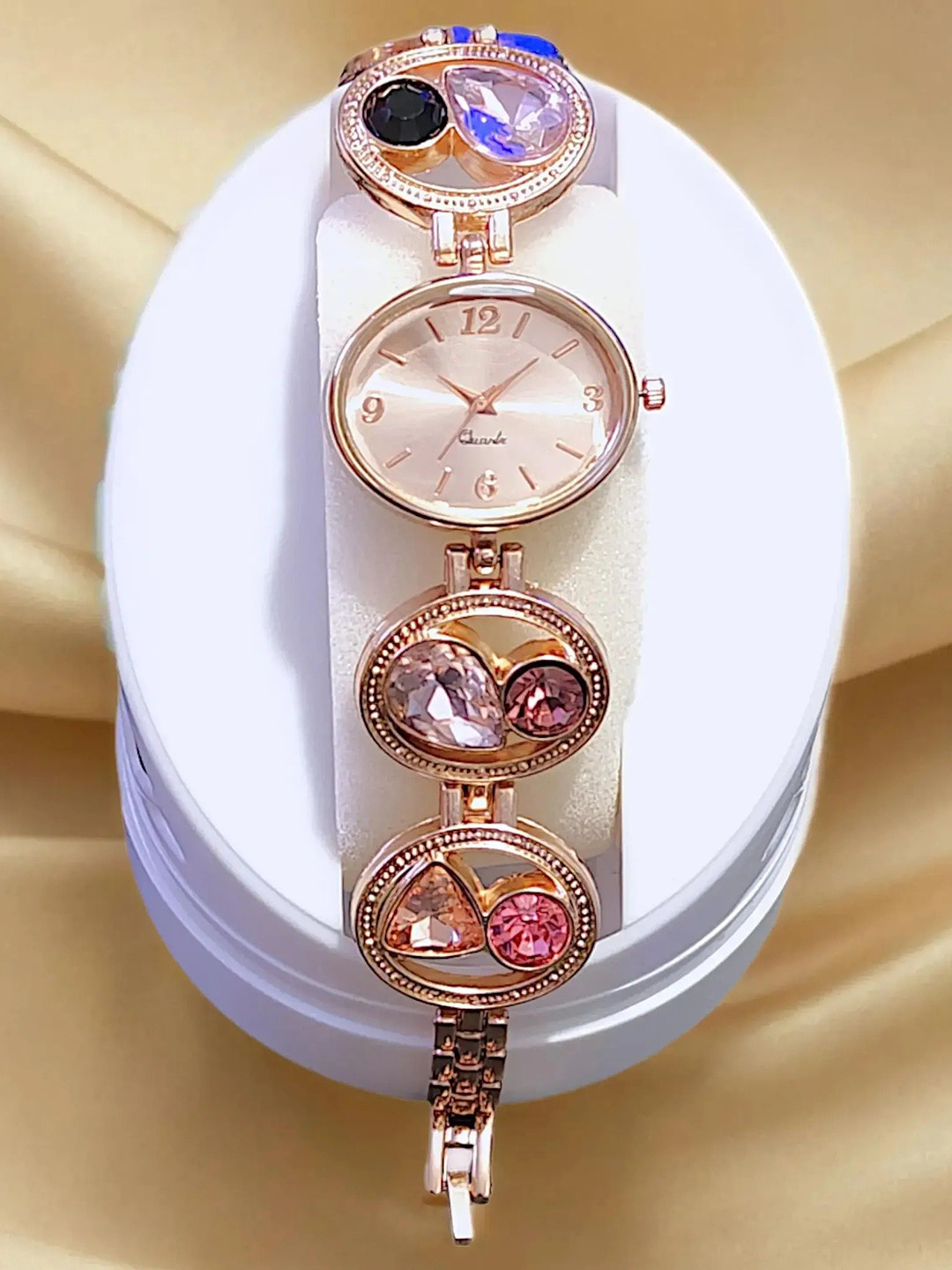 Skylark Women Dial & Bracelet Style Straps Analogue Multi Function Watch cosmo_rosegold_black