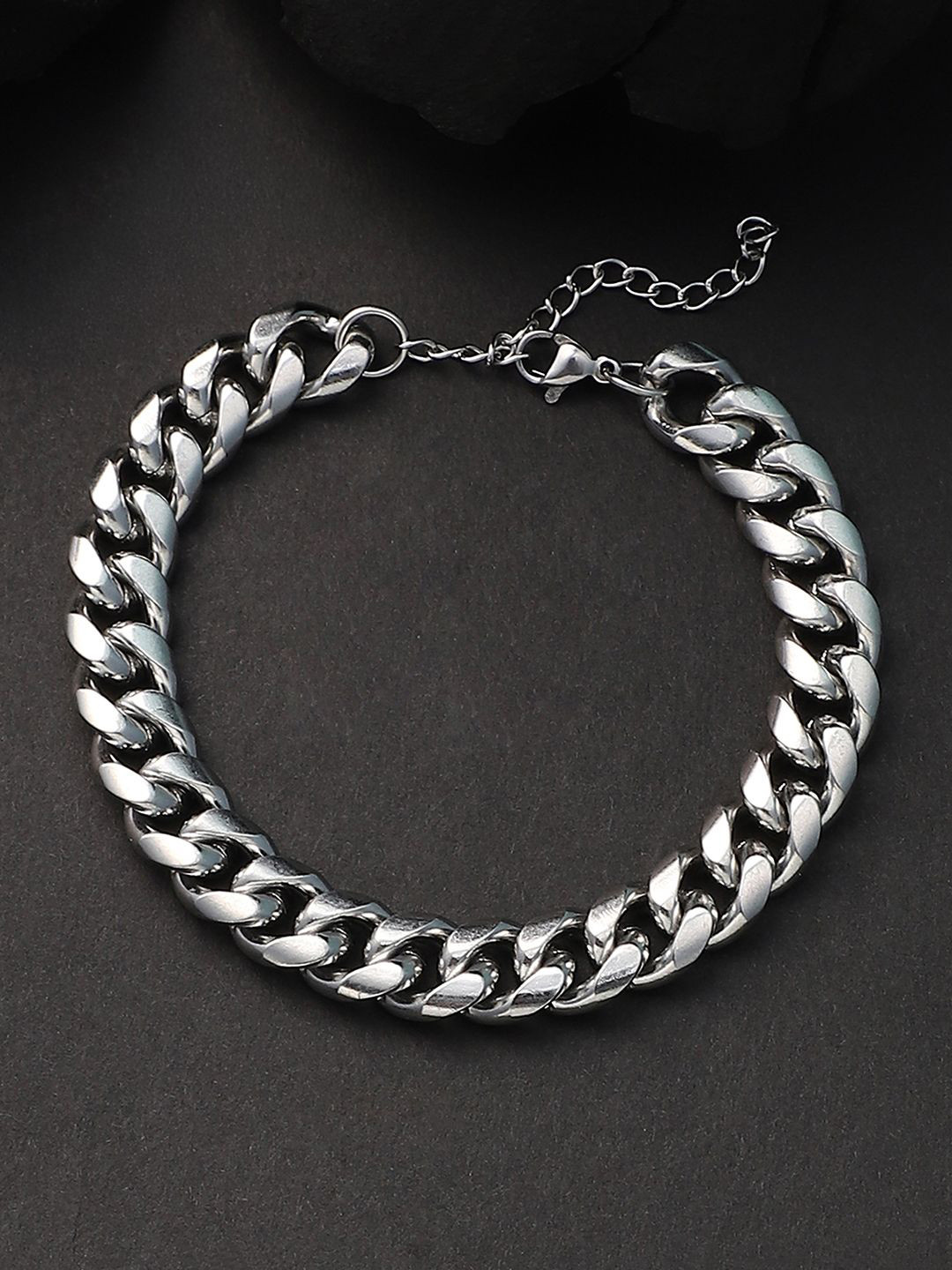 French Accent Men Silver-Plated Wraparound Chain Link Bracelet