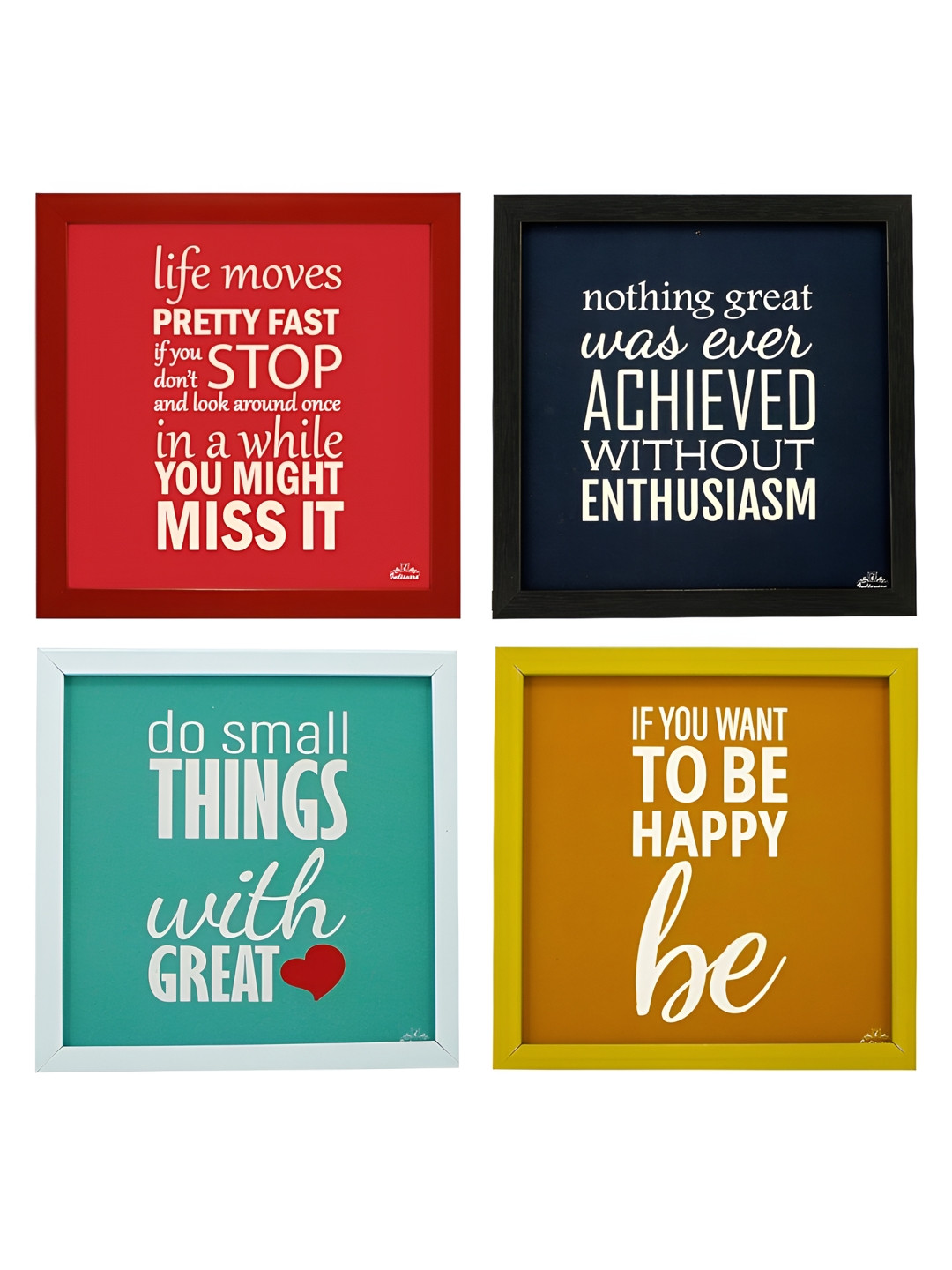 Indianara Canvas 4 Piece Wall Square Paintings Wall Art -9.5 x 9.5 In