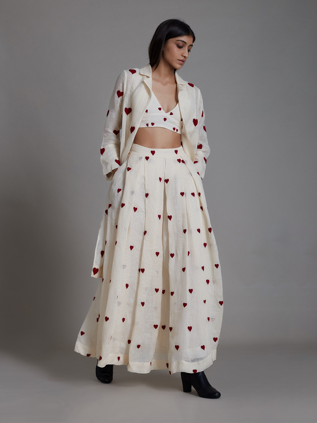 MATI Quirky Printed Linen Lehenga Choli