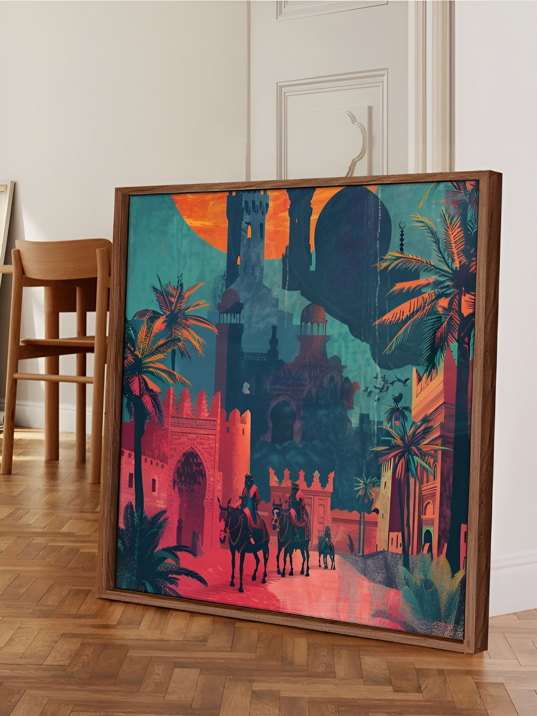 Myntra Elegant Homes Mugal Red Port Canvas Wall Square Paintings Wall Art -23 x 23 In