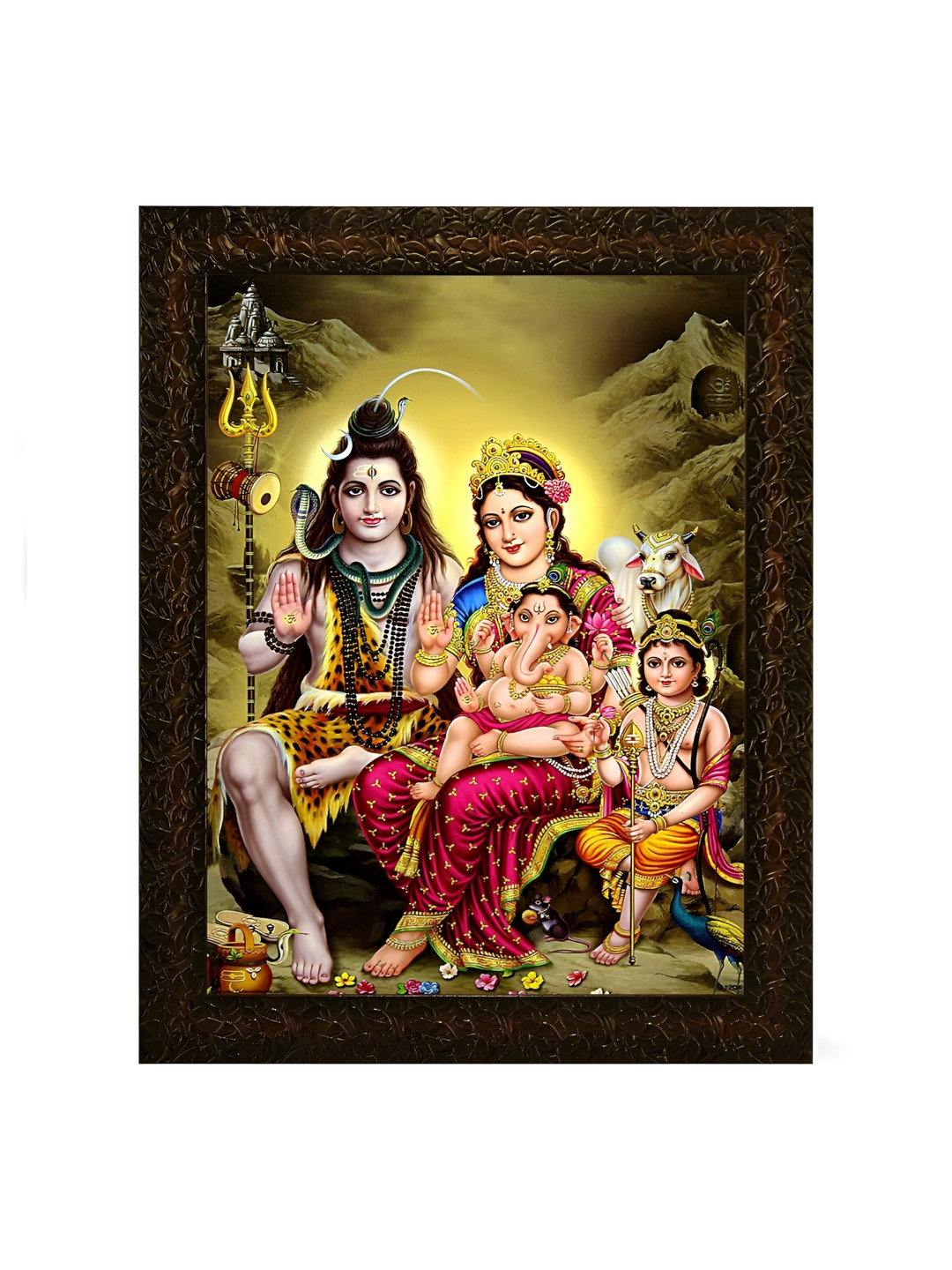 Indianara Pink & Green 1 Piece Canvas Religious Wall Paintings