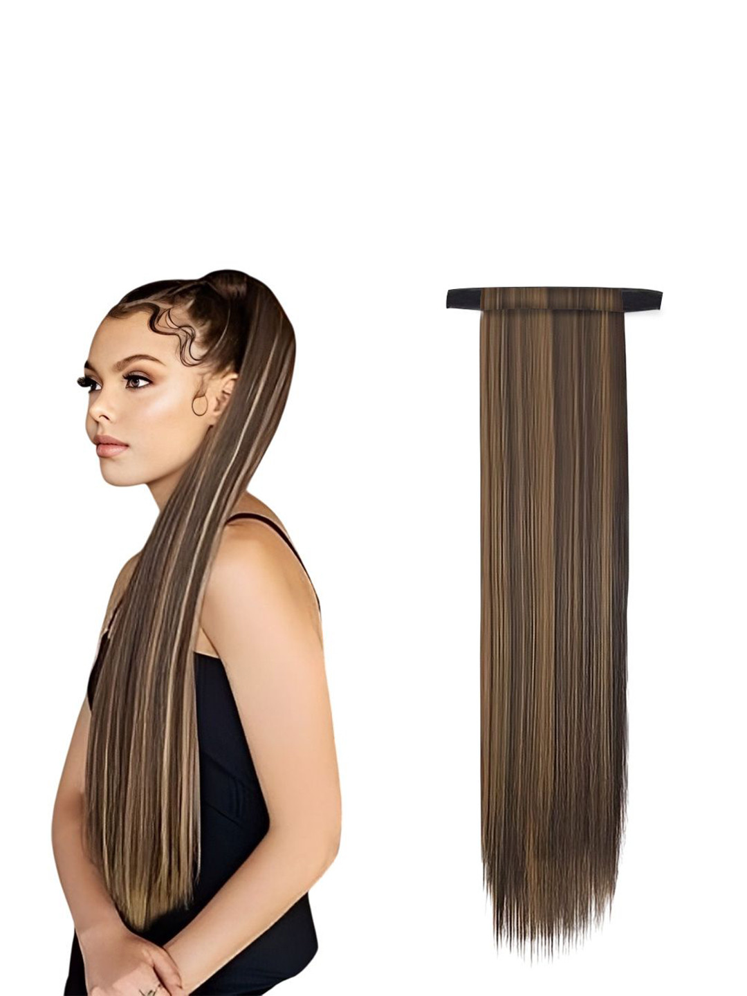 D-Divine Clip In Straight Ponytail Hair Extension Gold 24 Inch