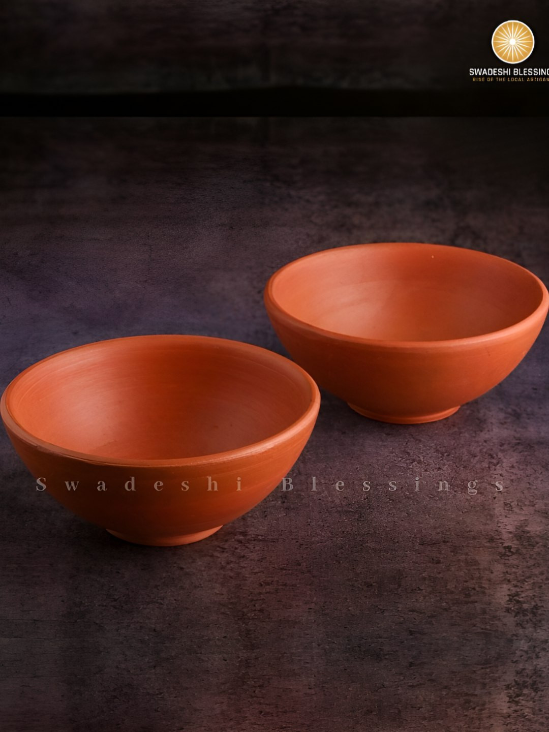 Swadeshi Blessings Red 2 Pieces Unglazed Clay Matte Bowls 12.7 cm
