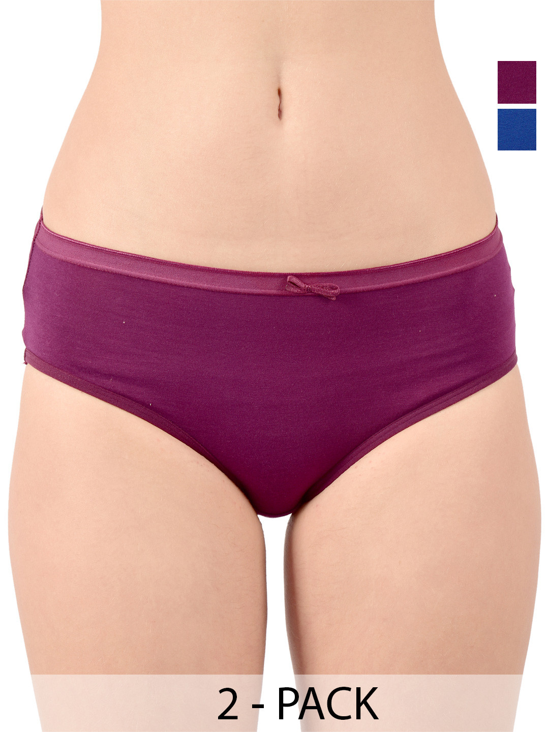 Valles365 by S.C. Pack of 2 Cotton Bikini Briefs BIKPN2BLUWIN-S