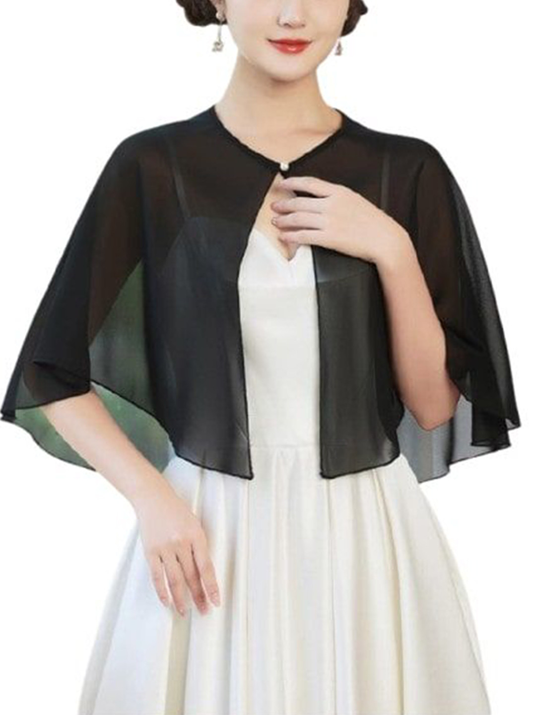 JC JUMMY COUTURE V-Neck Georgette Open Front Shrug