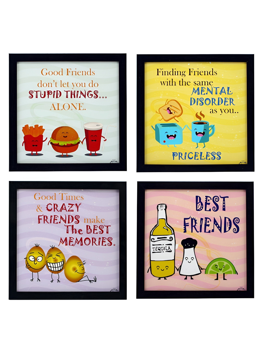 Indianara Quotes Peach Canvas 4 Pcs Wall Kids Room Square Potrait Paintings Wall Art