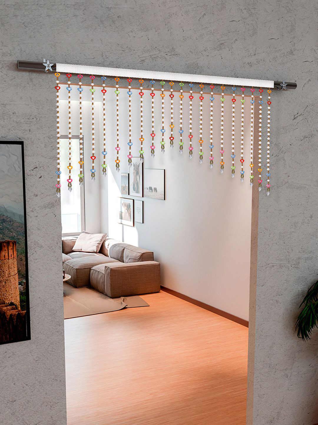 Kuber Industries White & Red Beads Bandarwal Toran