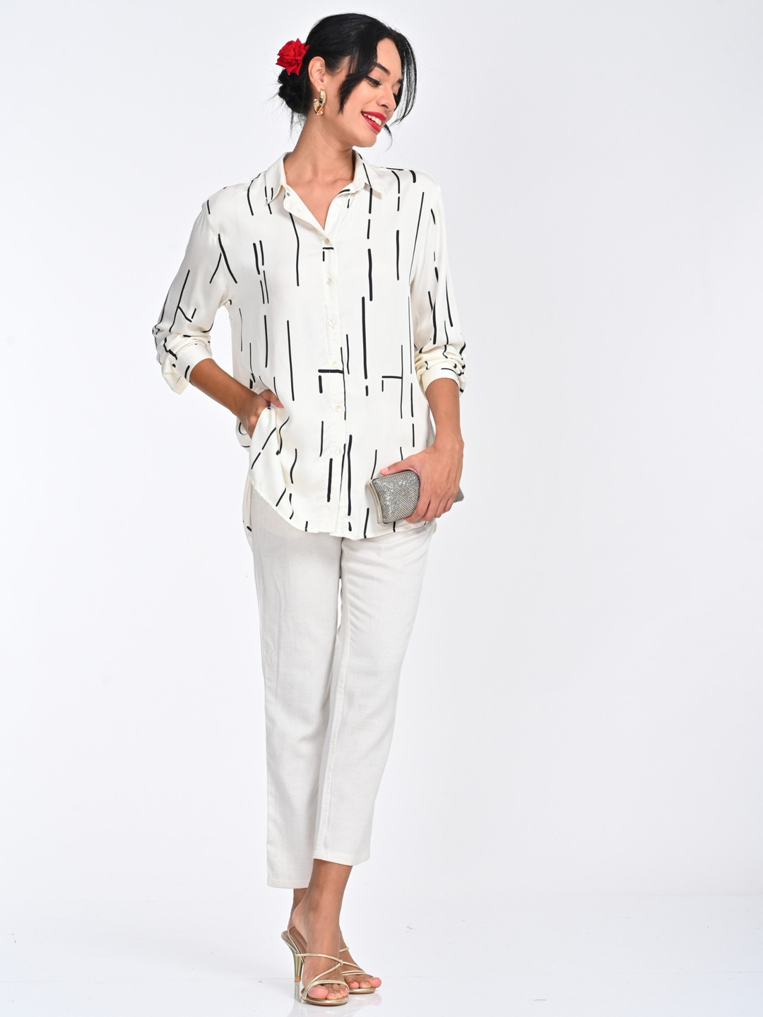 Saltpetre Printed Full Sleeve Button Down Modal Shirt & Tapered Pants Co-Ords