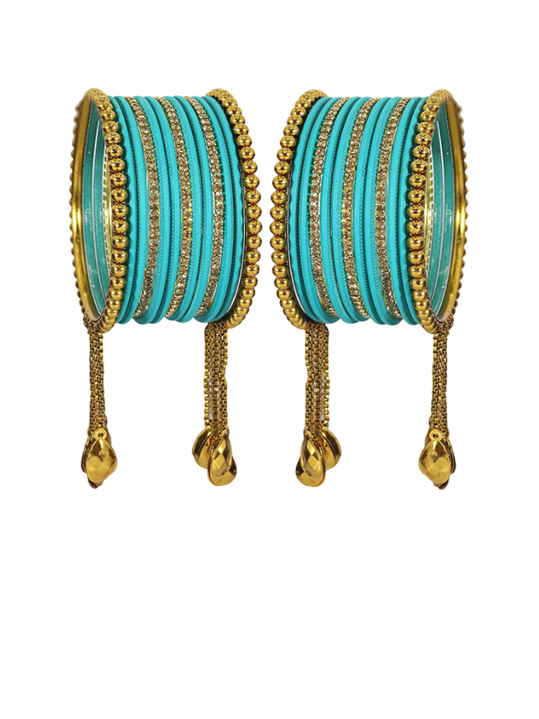 ZULKA Set Of 26 Metal With Cubic Zircon Gemstone Studded Bangles