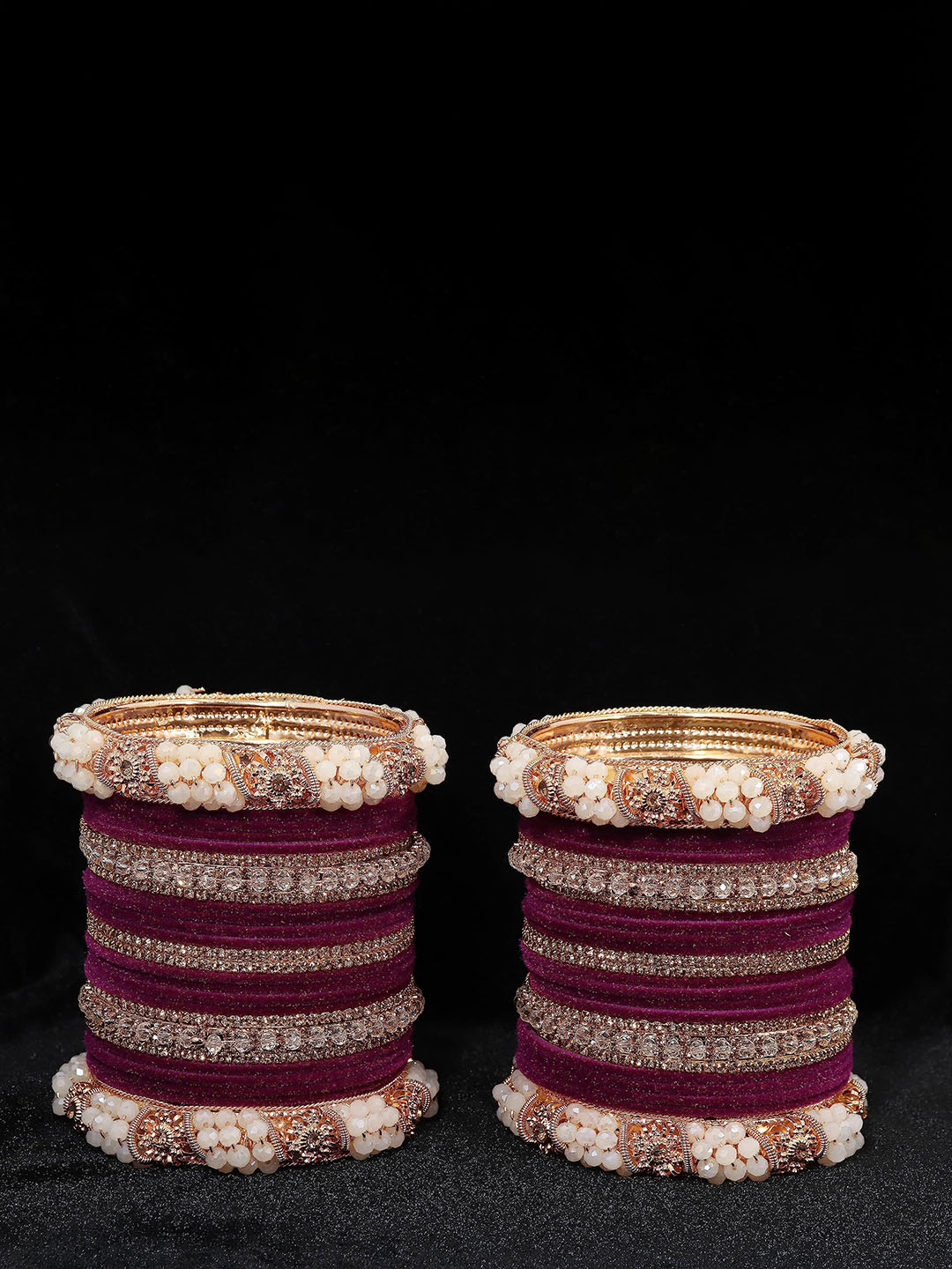 ZULKA Set Of 52 Metal With Cubic Zircon Gemstone Studded Bangles
