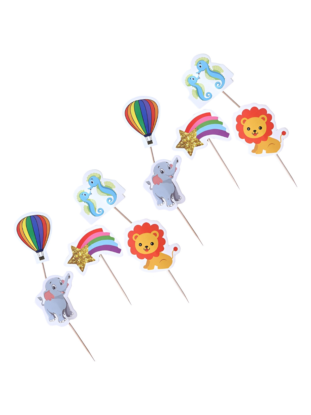 Kuber Industries Blue & Yellow 50 Pieces Printed Cupcake Toppers