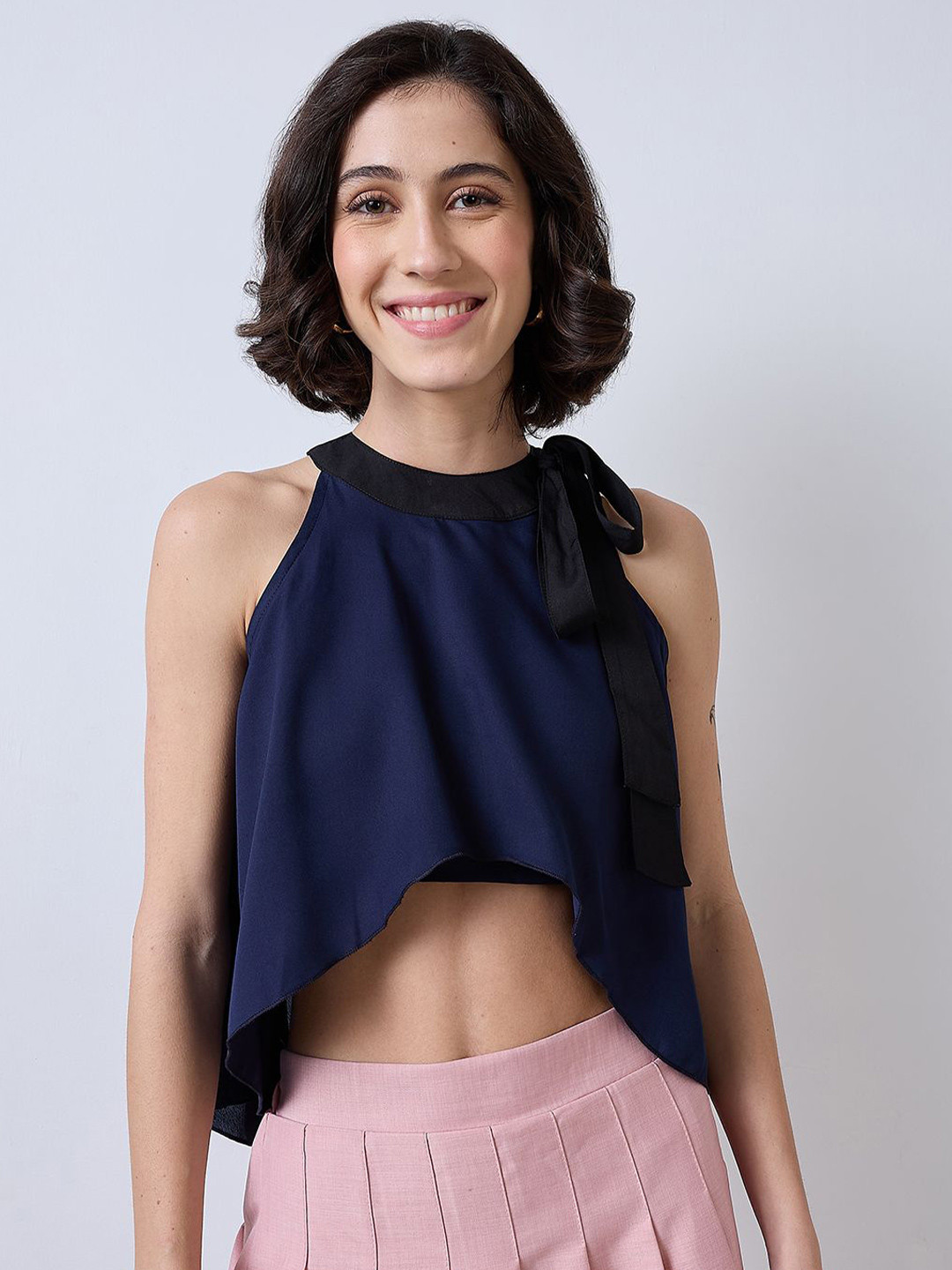 SZN Halter Neck High-Low Crop Top