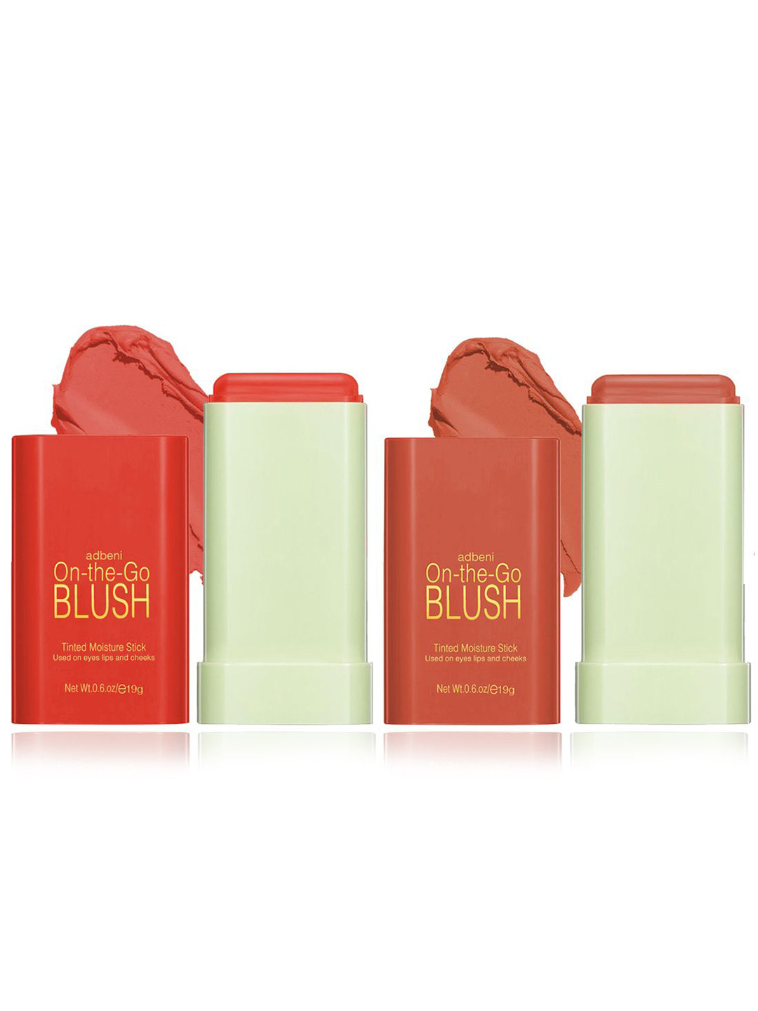 Adbeni Set Of 2 On The Glow Blush With Vitamin E - 19 g Each - Warm Glow - Russian Red