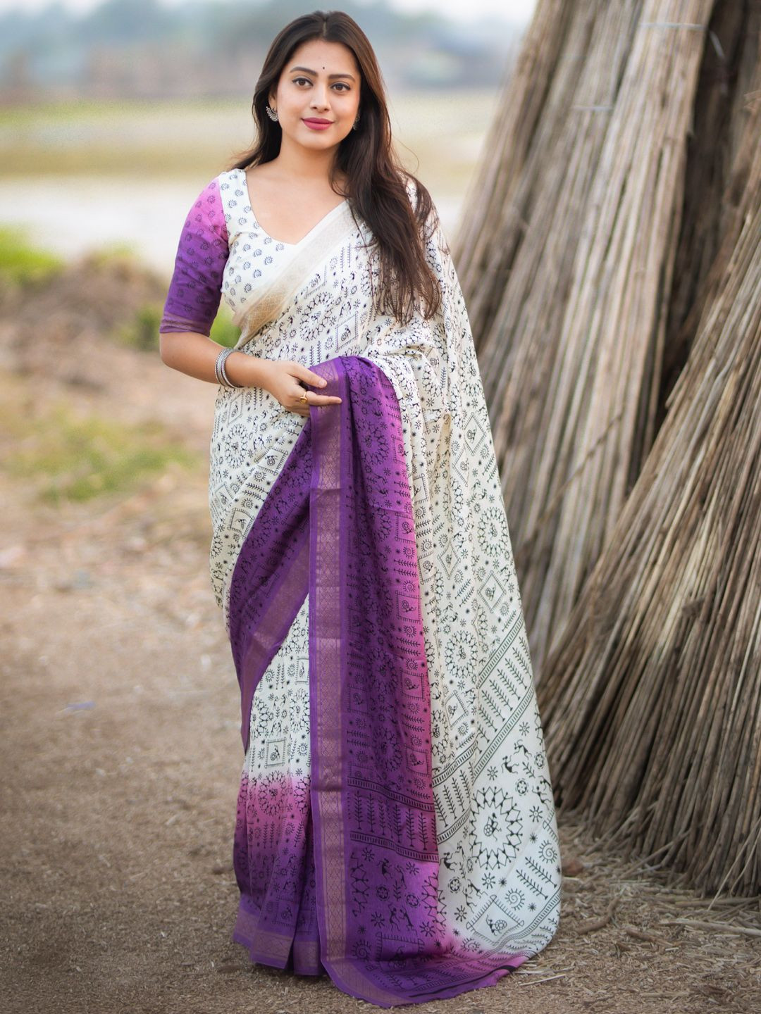 LeeliPeeri Designer Warli Zari Pashmina Saree
