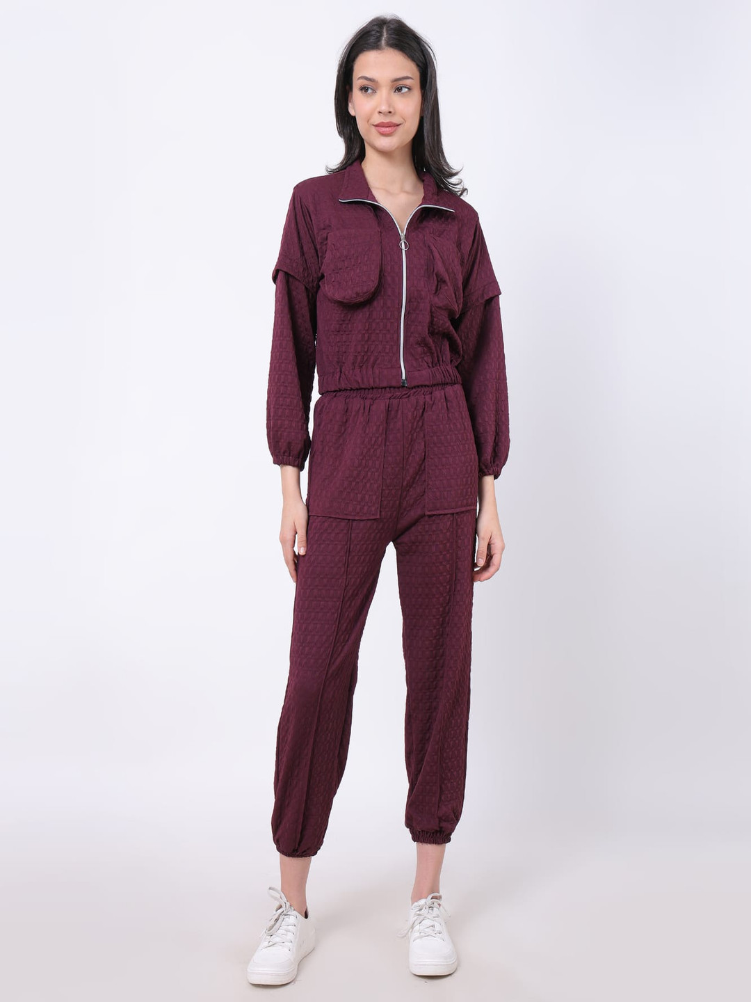 FELLAMO Self Design Shirt Collar Jacket With Jogger