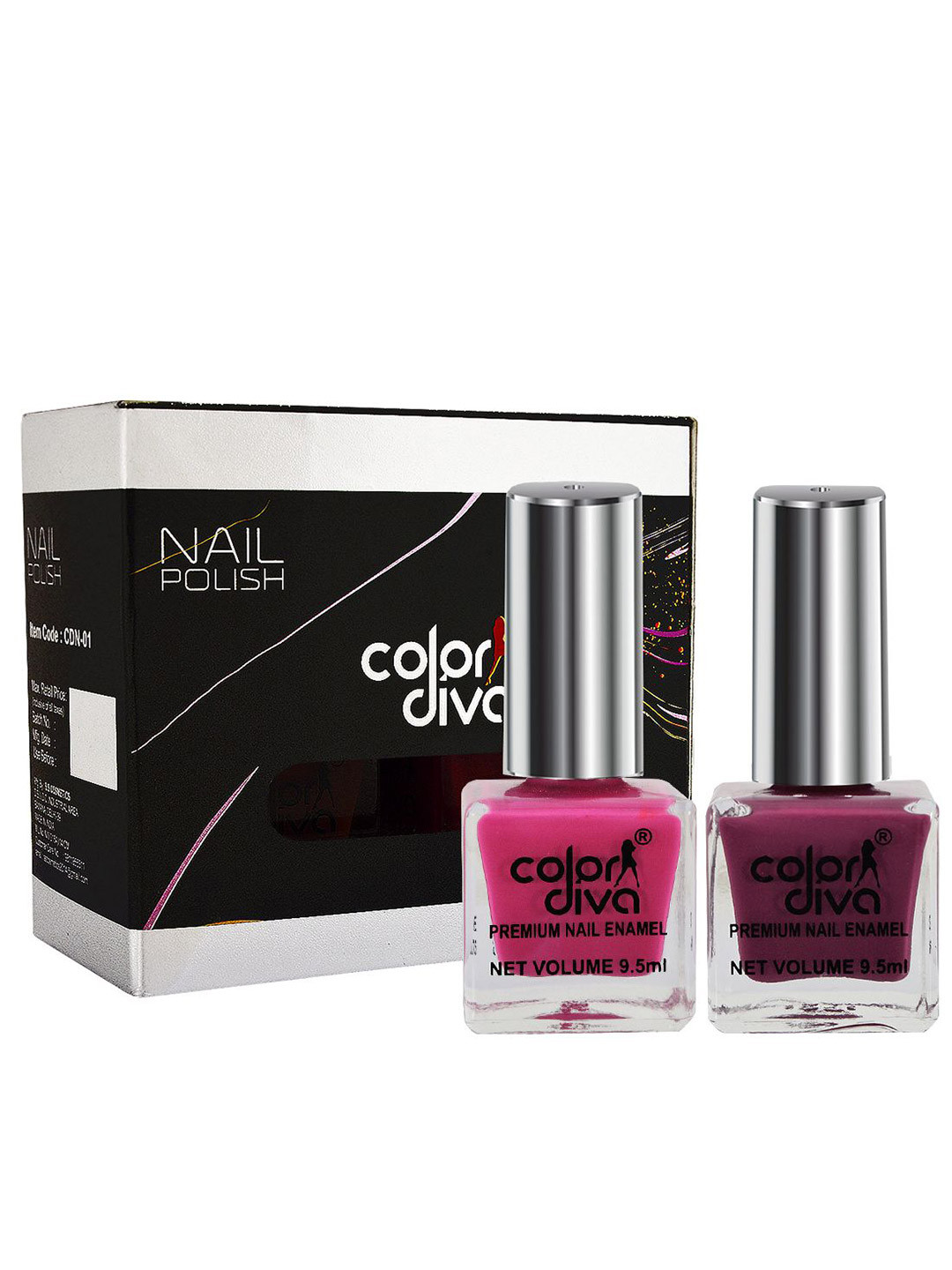 Color Diva Trendy Trail Set Of 2 High Shine Nail Polish - 9.5 ml Each - Pink & Mauve