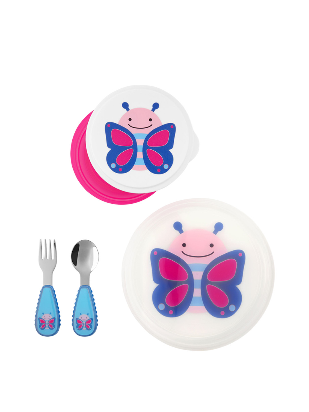 Skip Hop White & Pink Zoo Butterfly Table Ready Mealtime Set