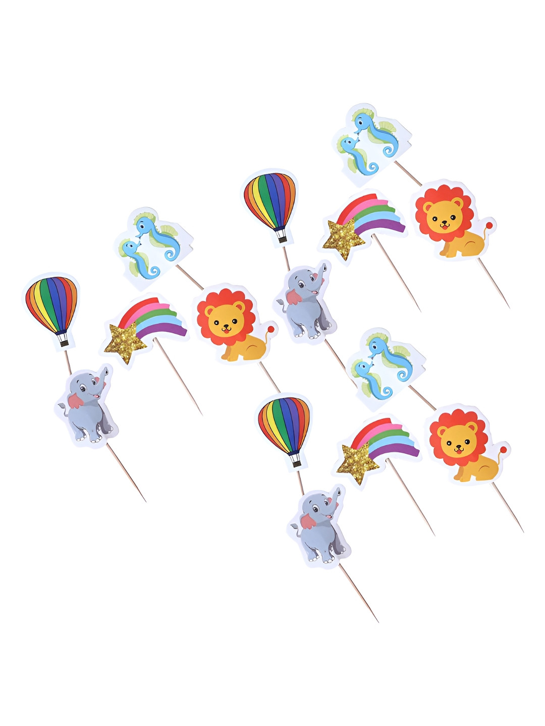 Kuber Industries Blue & Yellow 75 Pieces Printed Cupcake Toppers