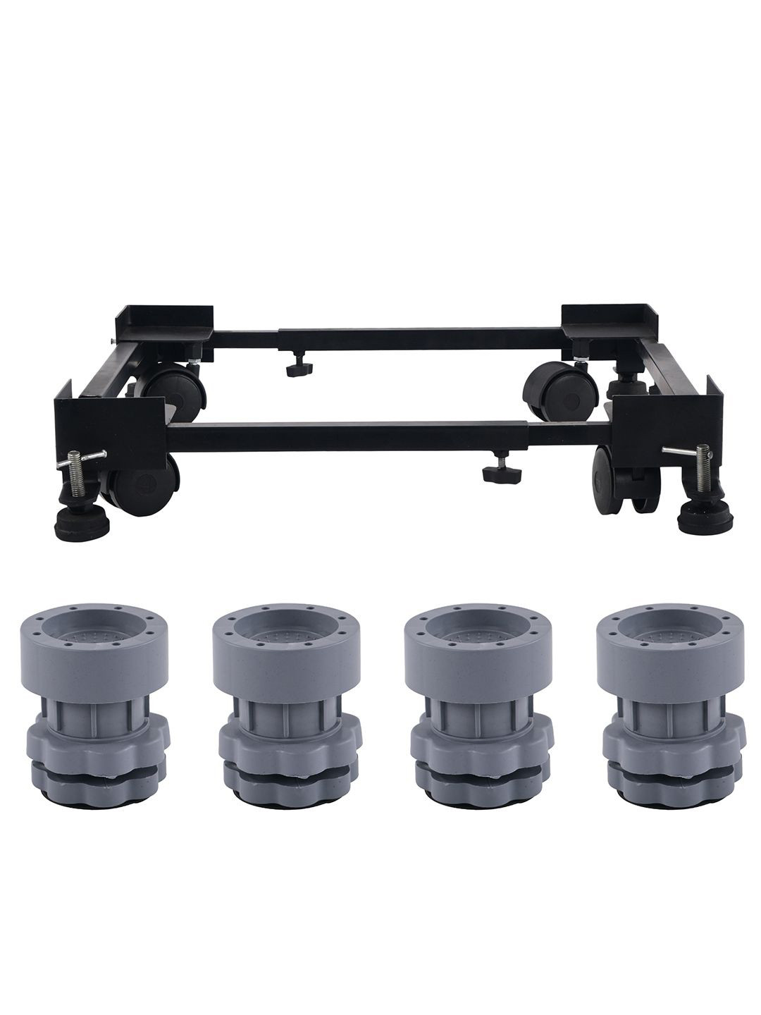 Kuber Industries Set Of 2 Adjustable Fridge Washing Machine Trolley metal Stand with grips