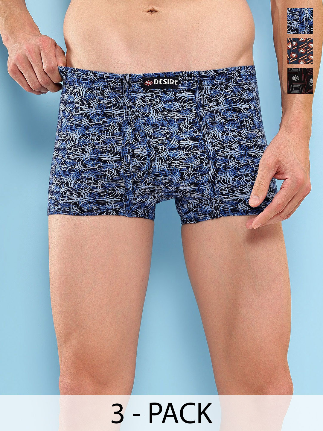 T.T. Pack Of 3 Assorted Cotton Snug Fit Mini Trunks - DES_PRNT_MINI_IE_PO3_BBS_95
