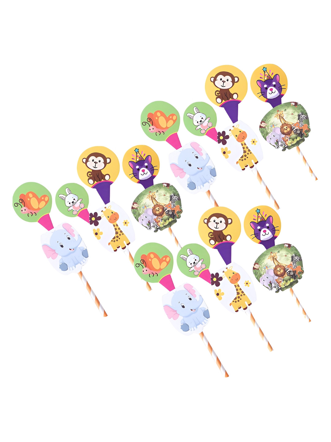 Kuber Industries Green & Yellow 21 Pieces Printed Cupcake Toppers