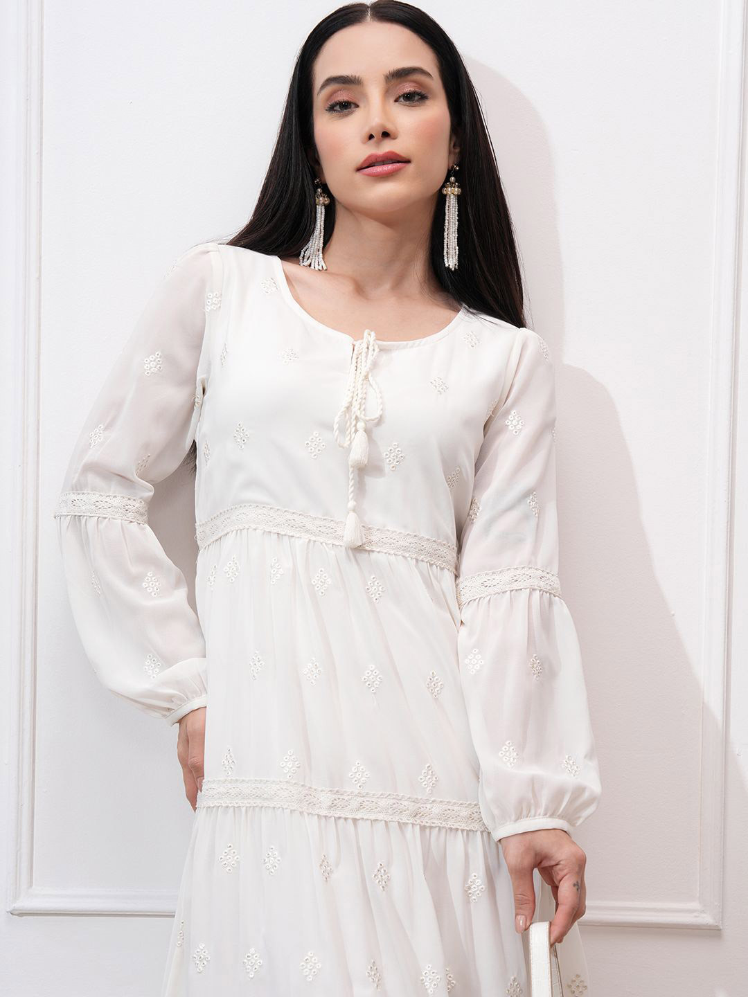 Vishudh Embellished Embroidered Fit & Flare Maxi Dress