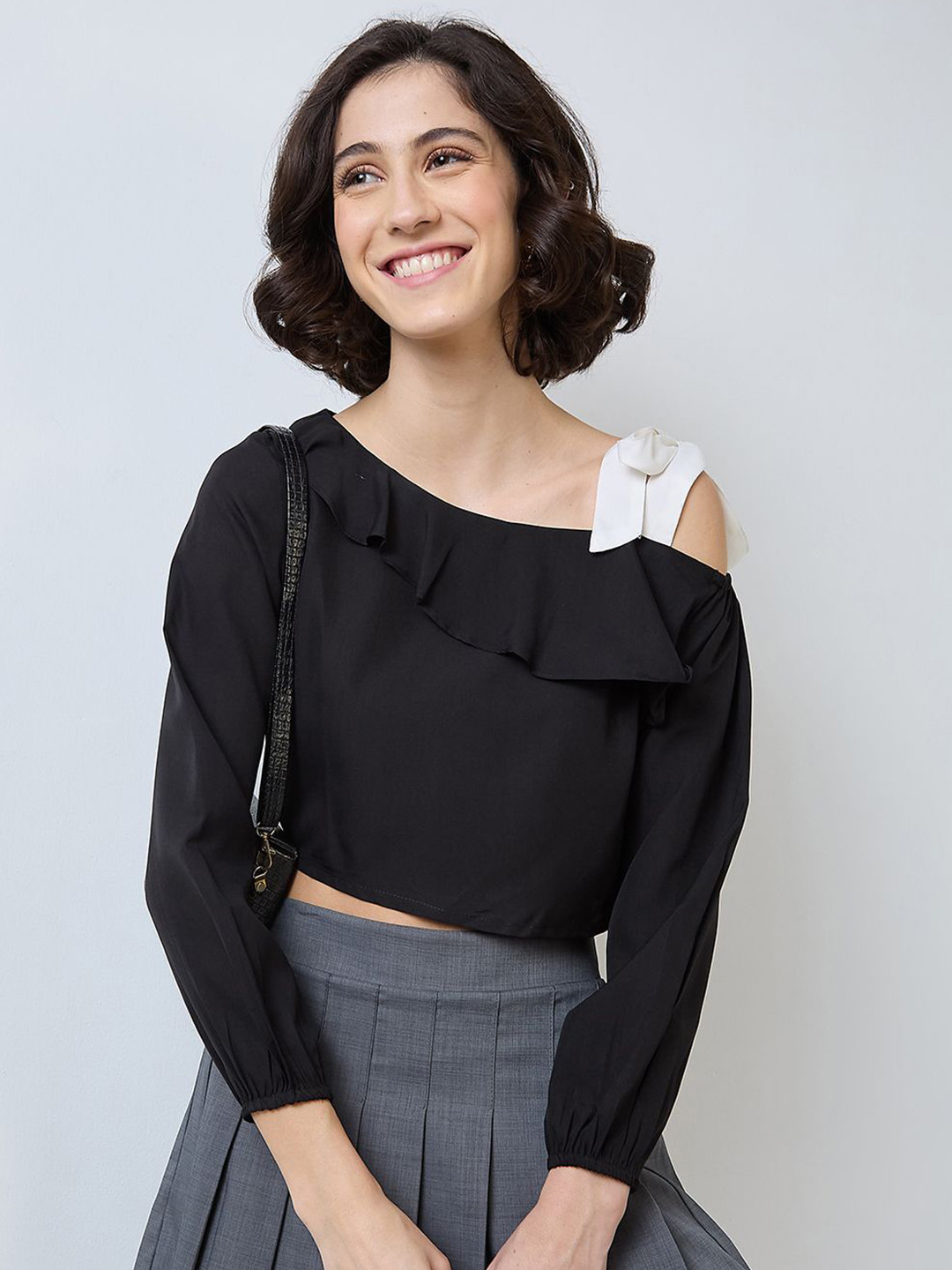 SZN Ruffle Bardot Crop Top