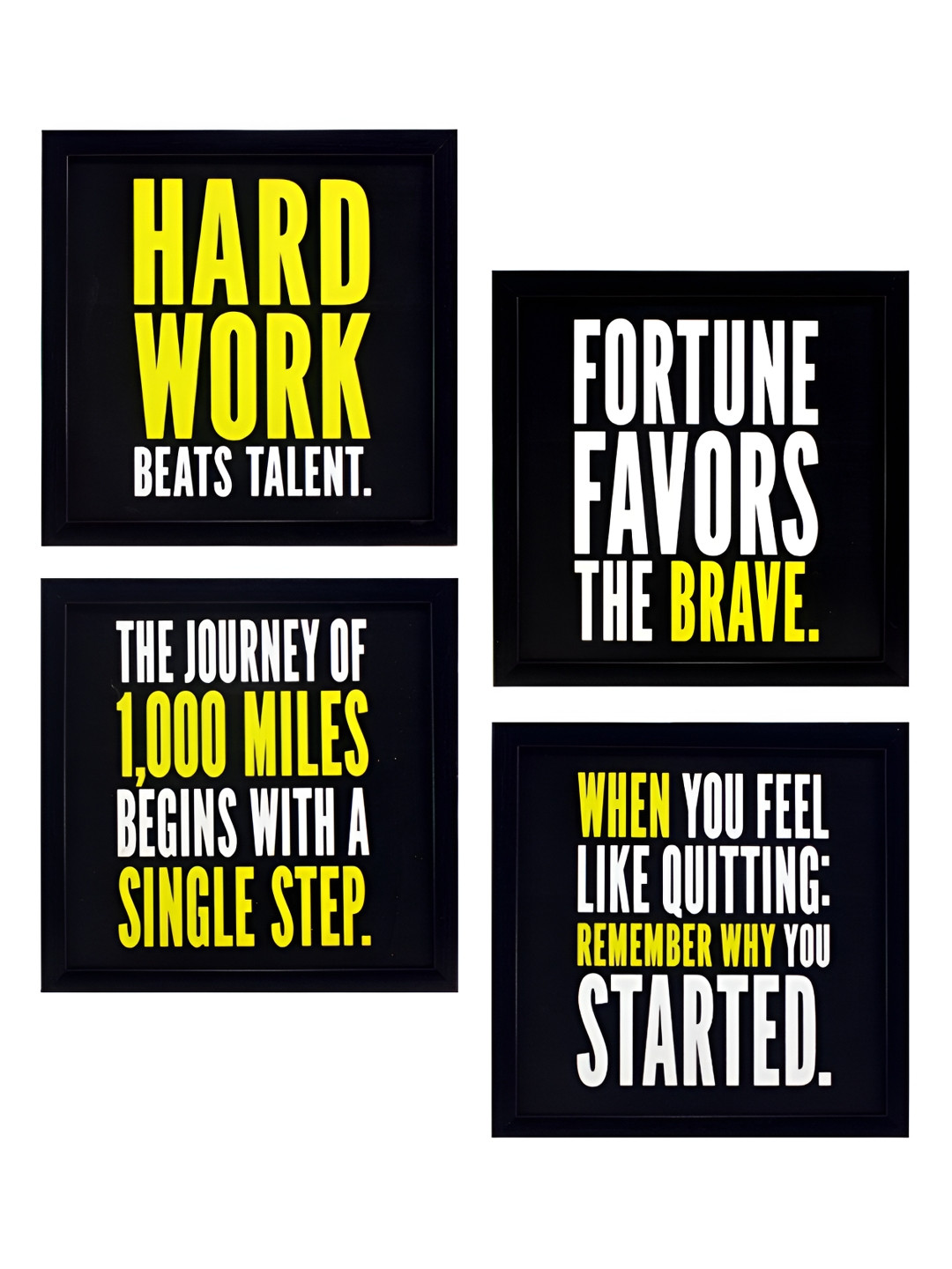 Indianara Motivational Quote Wood 4 Piece Square Paintings Wall Art-9.5 x 9.5In