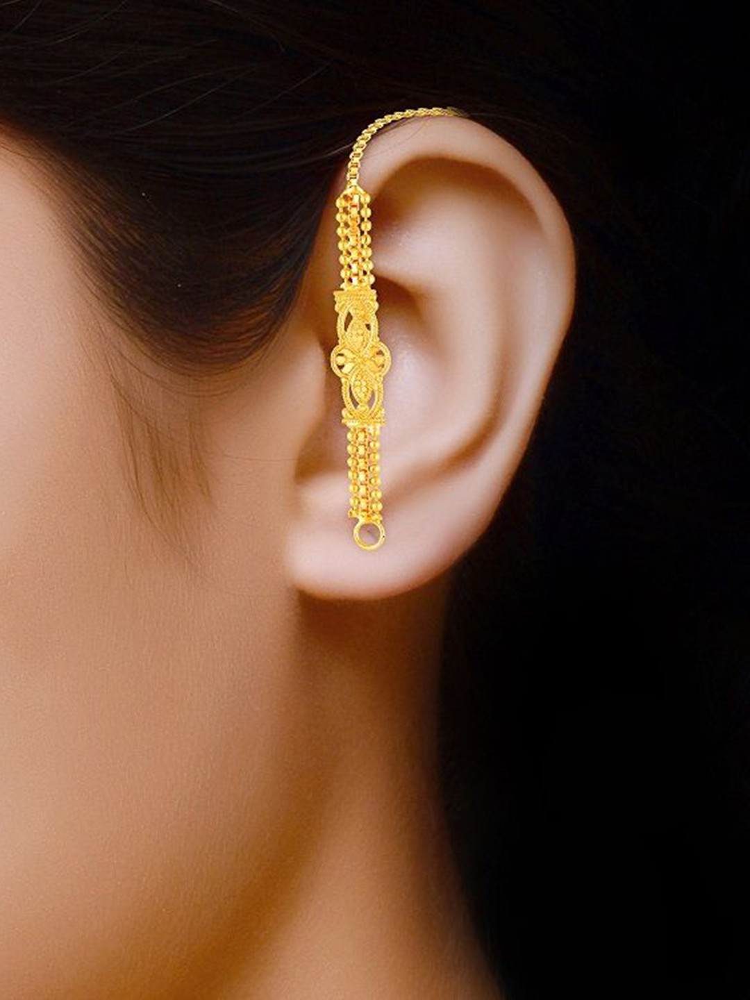DIVASTRI Gold-Plated Contemporary Shaped Kanoti Ear Chains