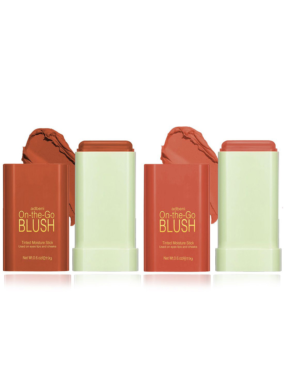 Adbeni Set Of 2 On The Glow Blush With Vitamin E - 19 g Each - Warm Glow - Beach Glow