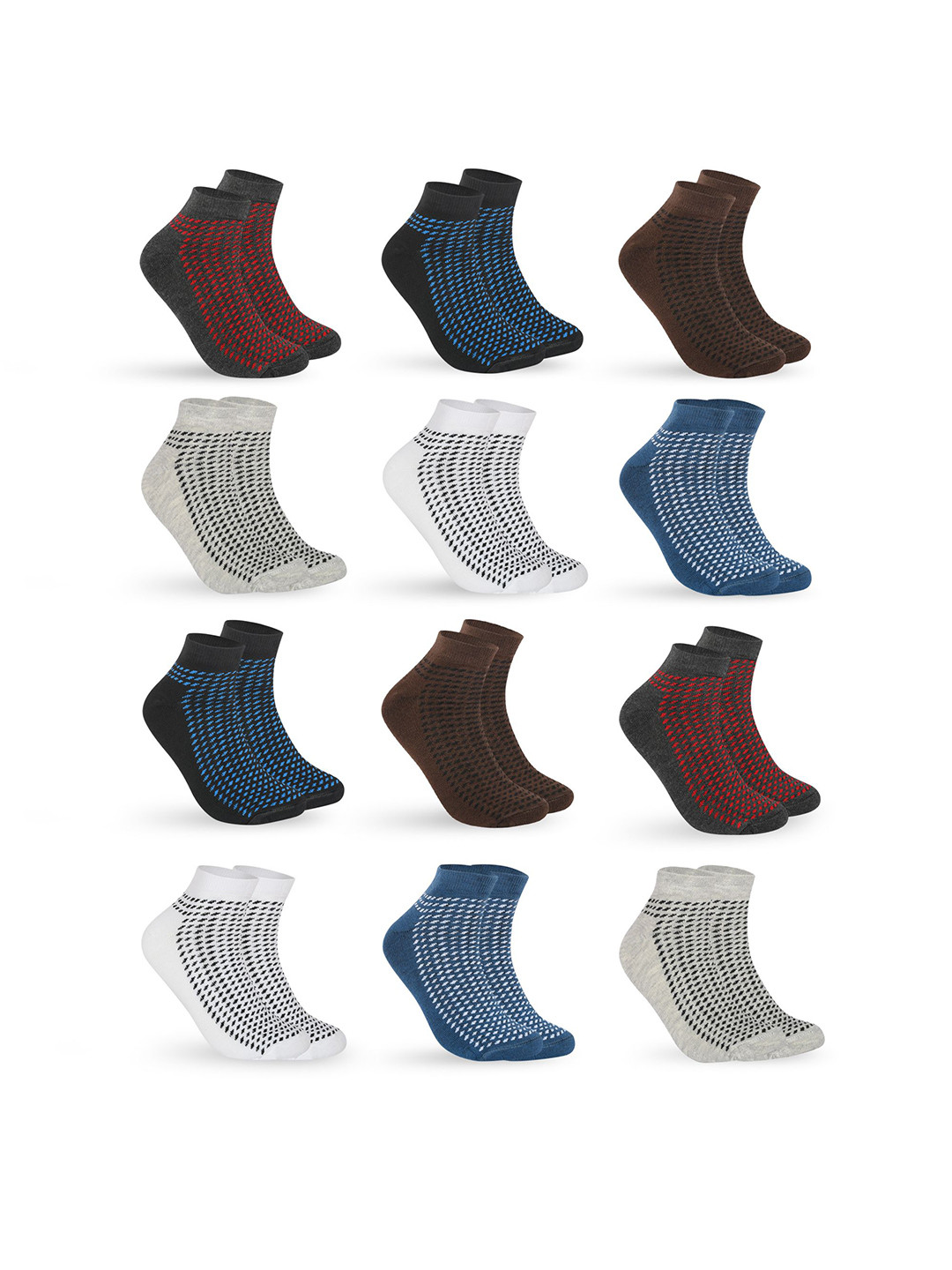 Sjeware Unisex Pack Of 12 Patterned Above Ankle-Length Socks
