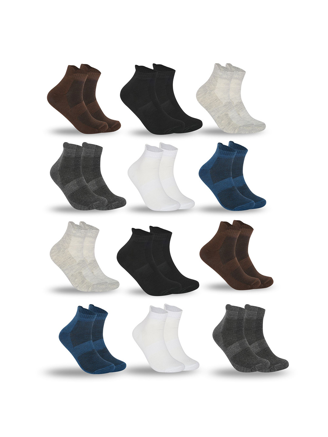 Sjeware Pack Of 12 Cotton Ankle-Length Socks