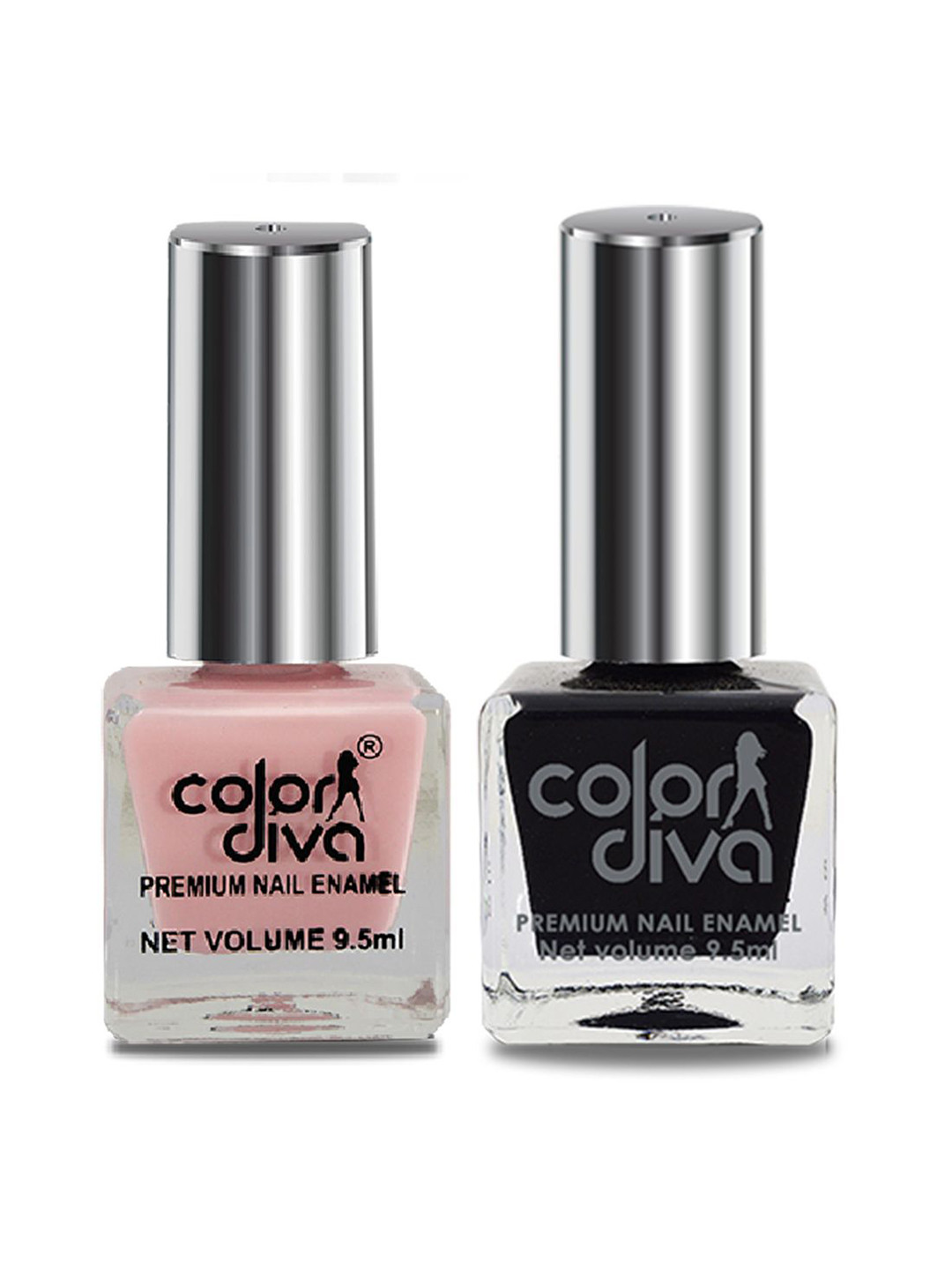 Color Diva Trendy Trail Set Of 2 High Shine Nail Polish - 9.5 ml Each - Pink & Black