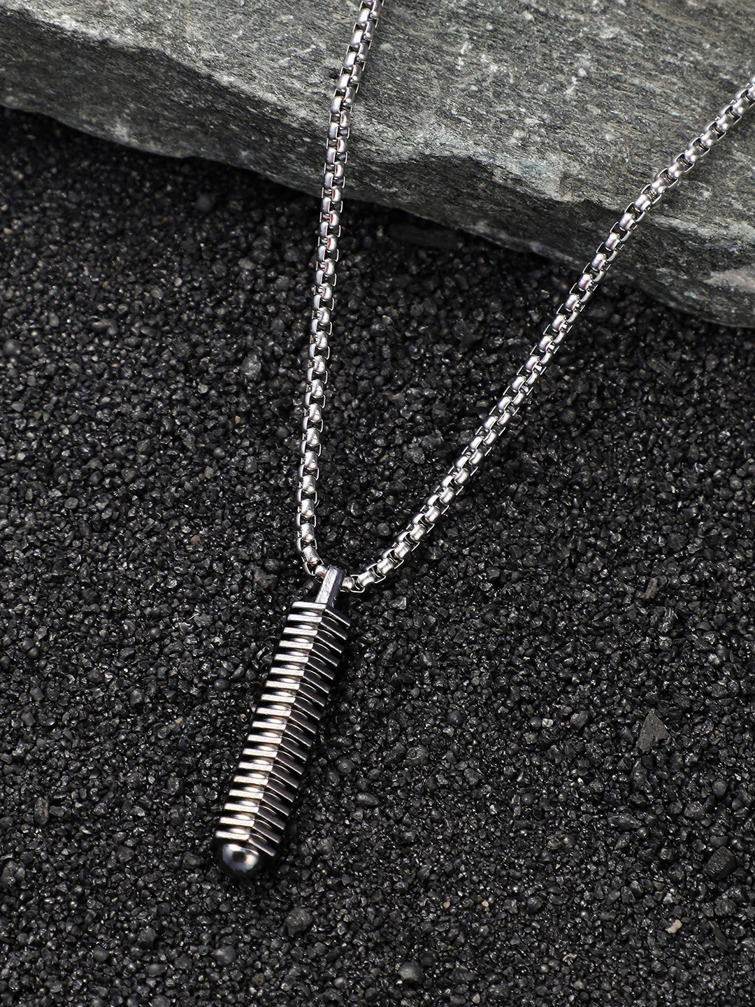 French Accent Men Silver-Plated Contemporary Pendants with Chain