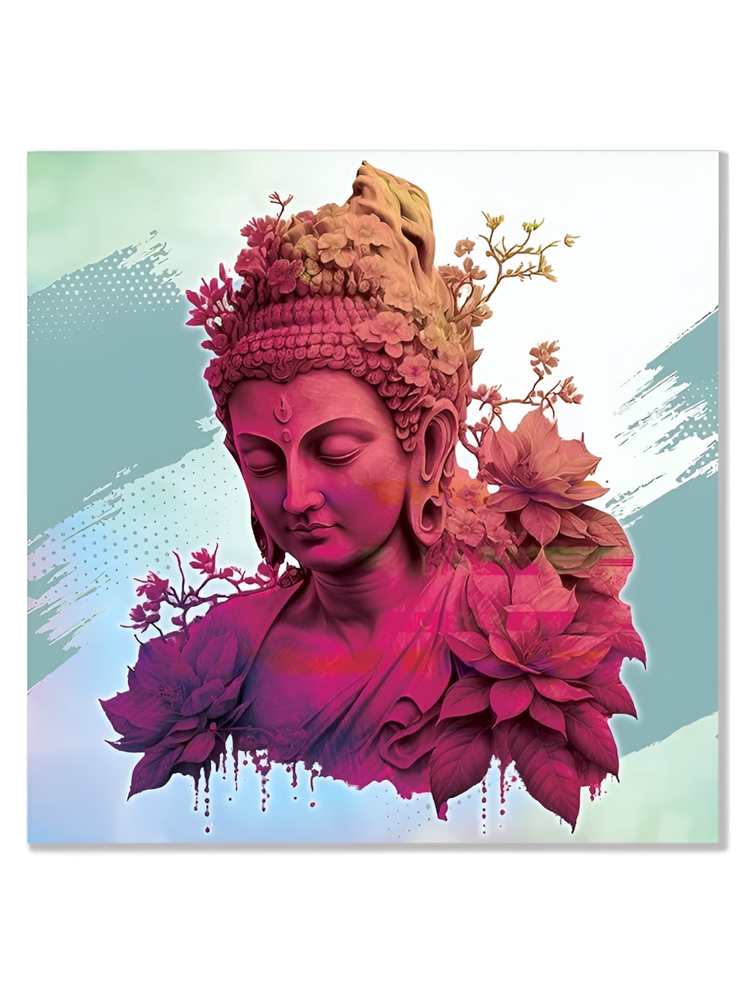 Indianara Gautam Buddha Canvas Rectangle Paintings Wall Art-19.7 x 19.7In