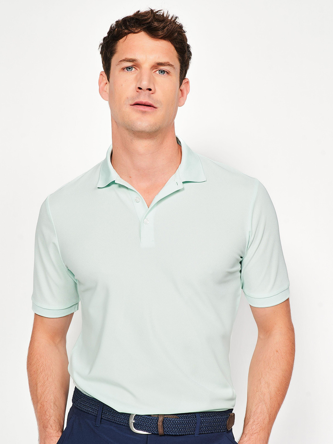 Decathlon INESIS - Mens Golf Short Sleeve Polo Shirt, Ww500 Pale Green
