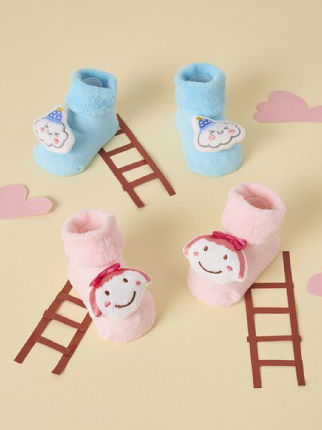 KICKS & CRAWL Kids Pack Of 2 Checked Organic Cotton Odour Free Ankle Length Socks