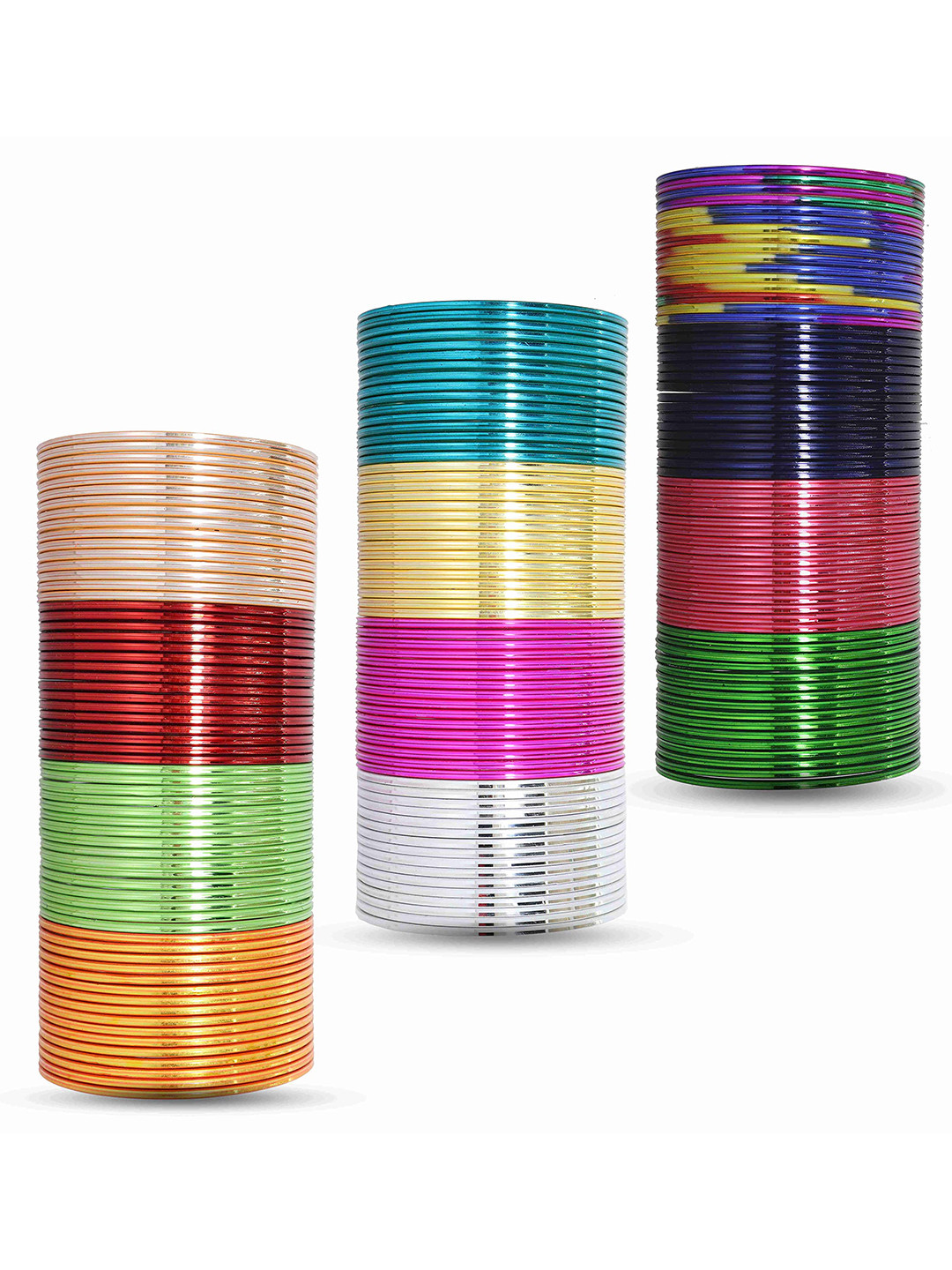 ZULKA Set Of 207 Metal With Chilai Shining Bangles