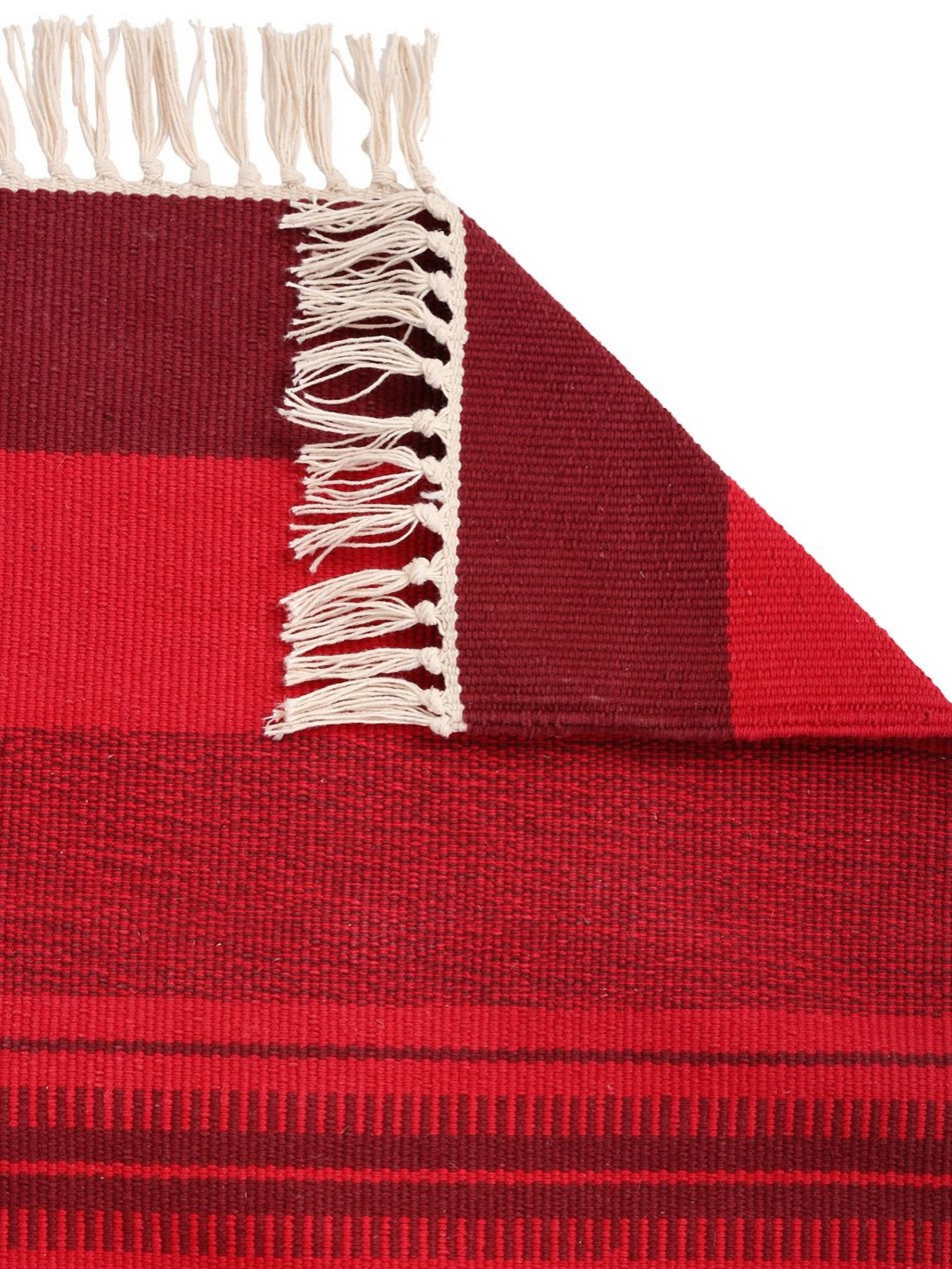Fabindia Red & Maroon Cotton Striped Floormat