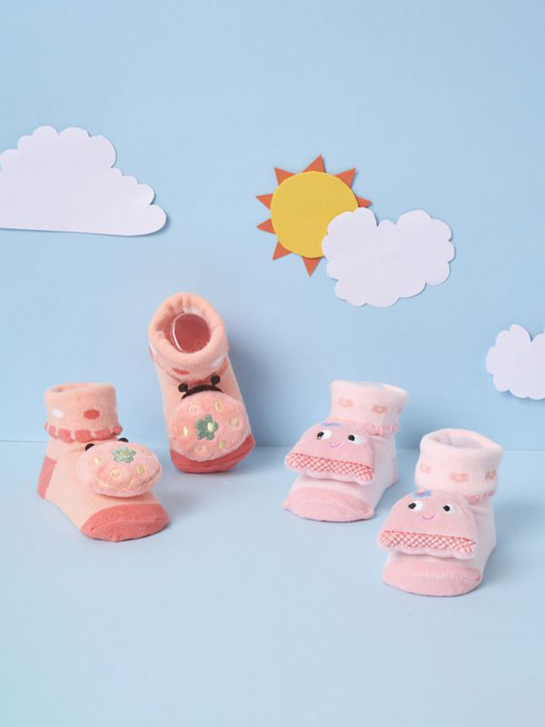 KICKS & CRAWL Pack Of 2 Self-Designed Ankle-Length Booties