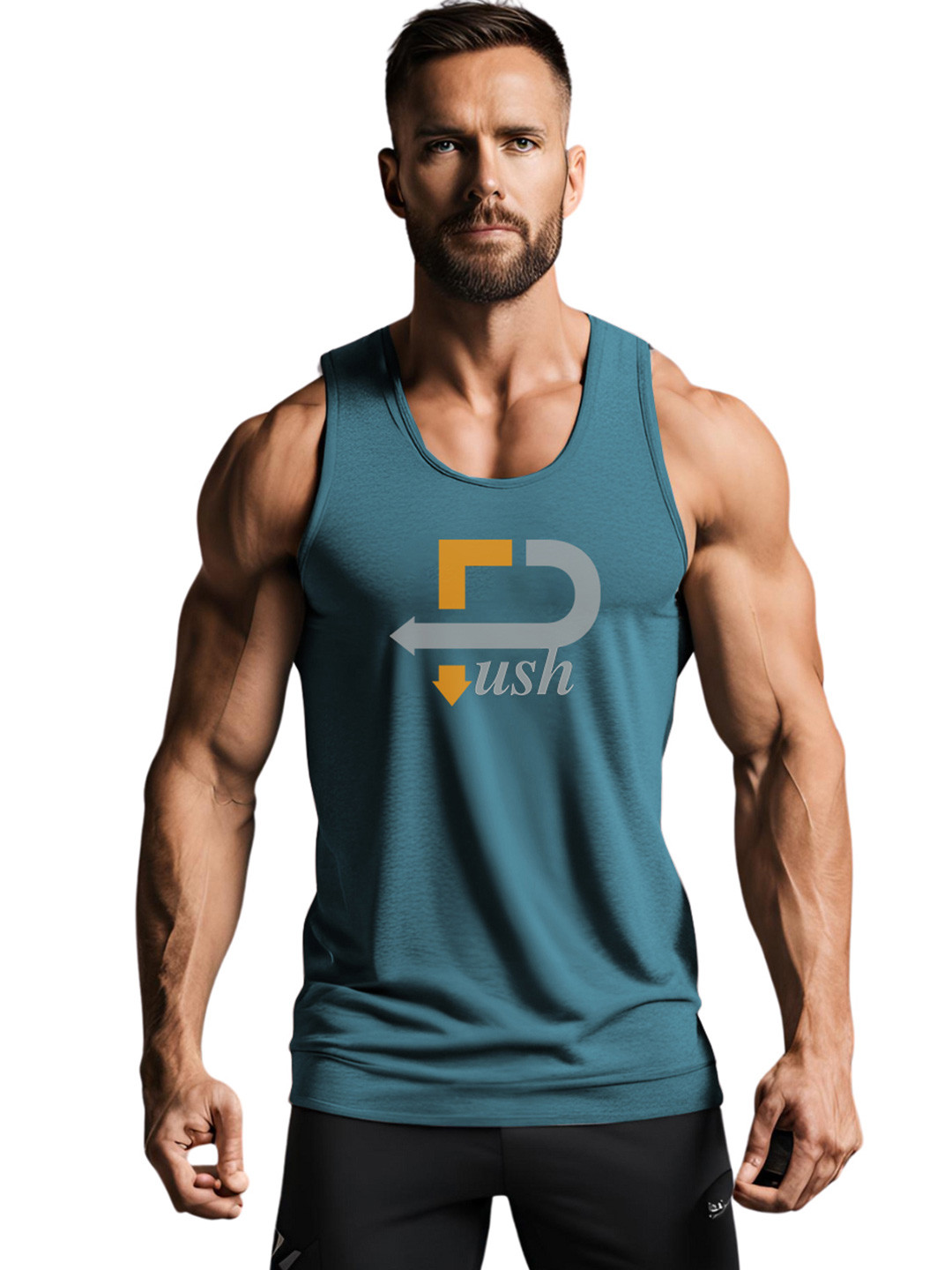3Colors Printed Gym Vest VEST-NCUT-PUSH-AF BLUE_M