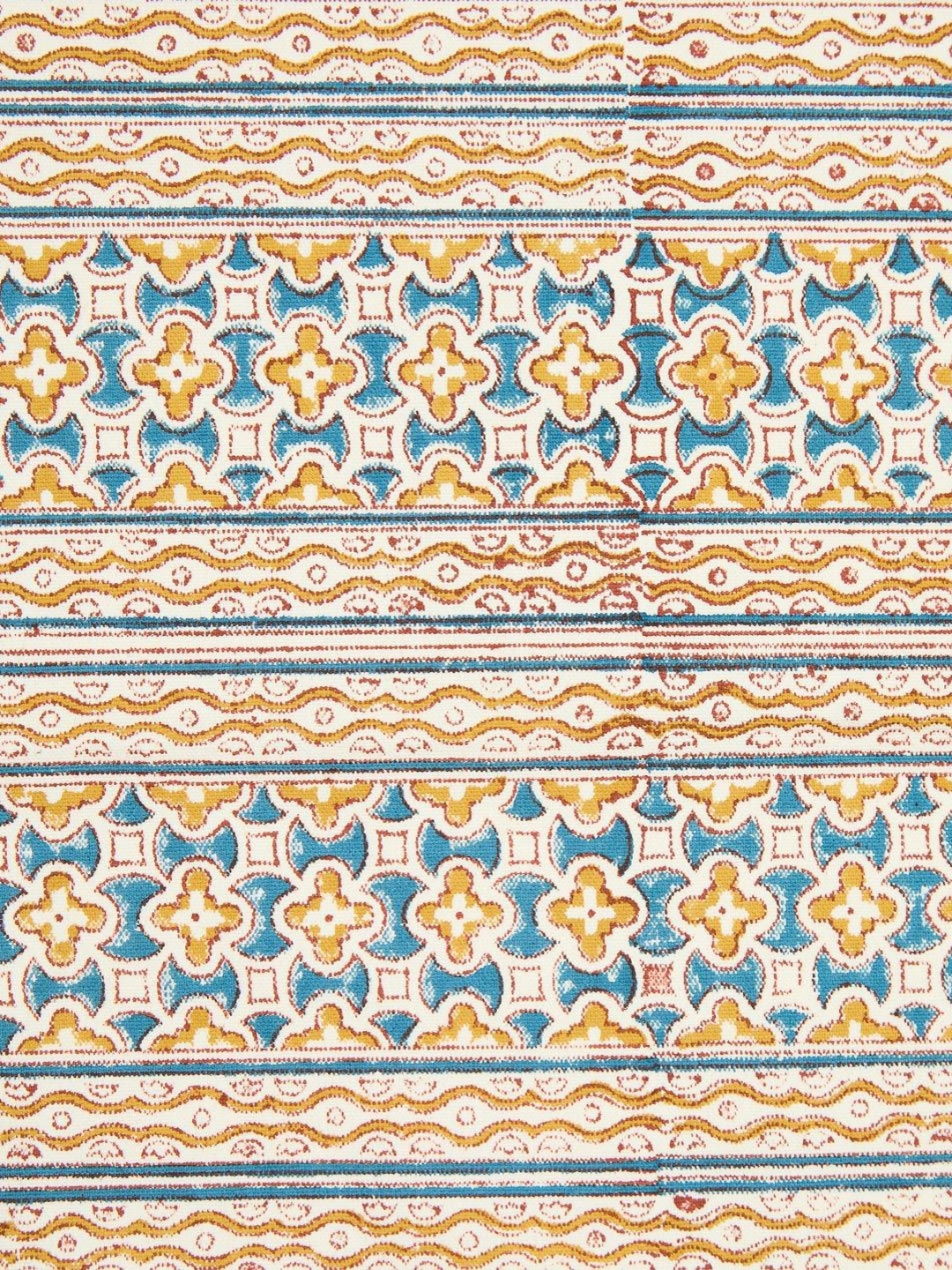 Fabindia Standalone Blue & Yellow 6 Pieces Floral Printed Cotton Rectangle Table Placemats