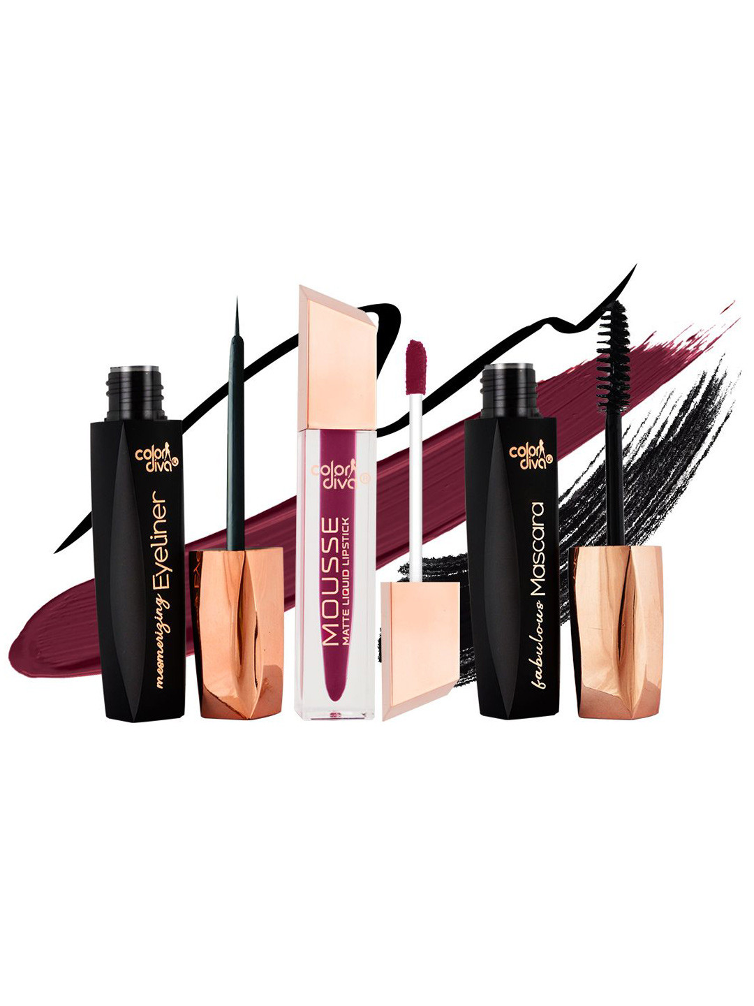 Color Diva Set Of 3 Mesmerizing Eyeliner & Fabulash Mascara & Mousse Lipstick - 10 ml Each