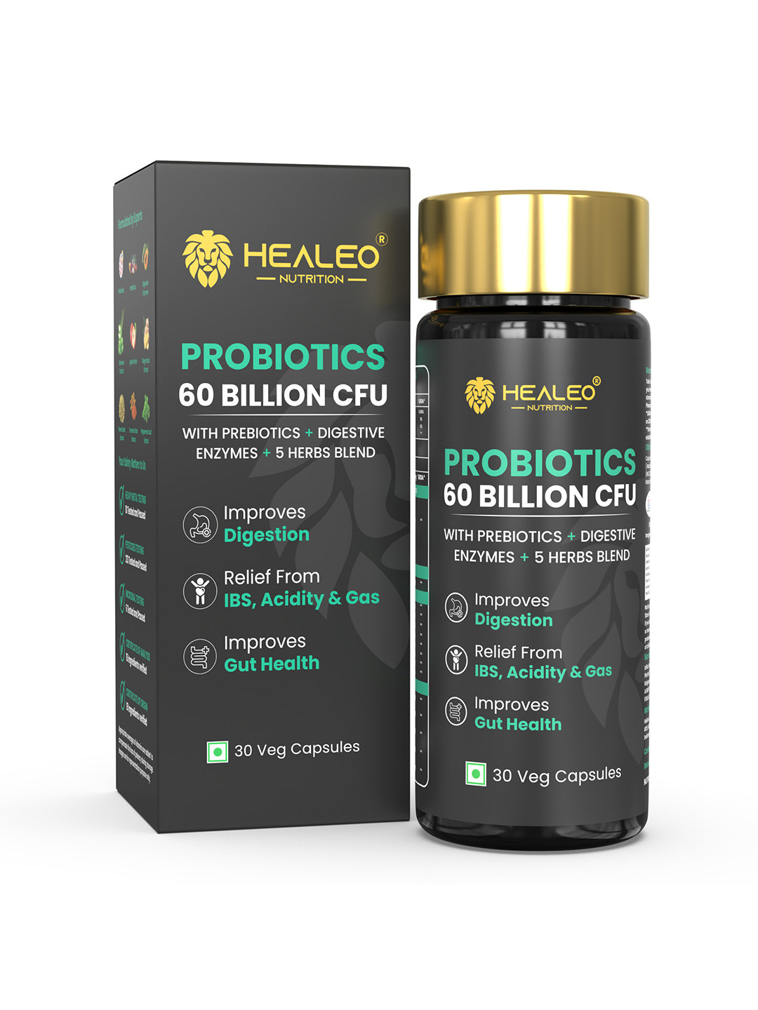 Healeo Nutrition Probiotics 60B CFU With Prebiotic & Digestive Enzymes - 30 Capsules