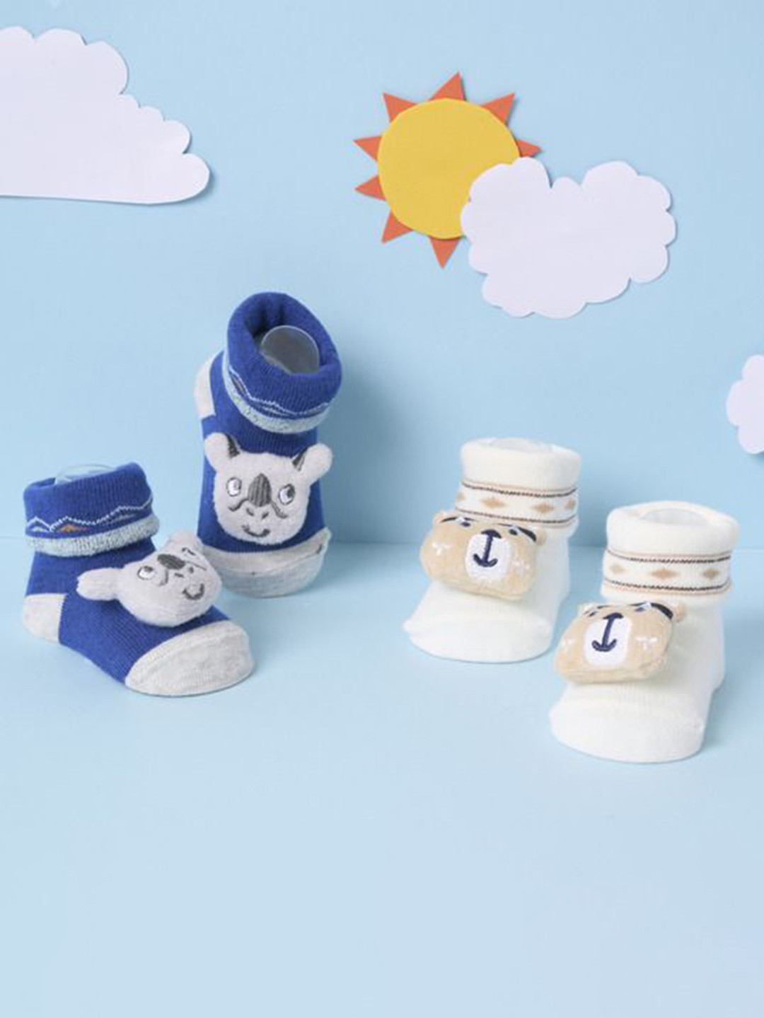 KICKS & CRAWL Pack Of 2 Self-Designed Ankle-Length Booties