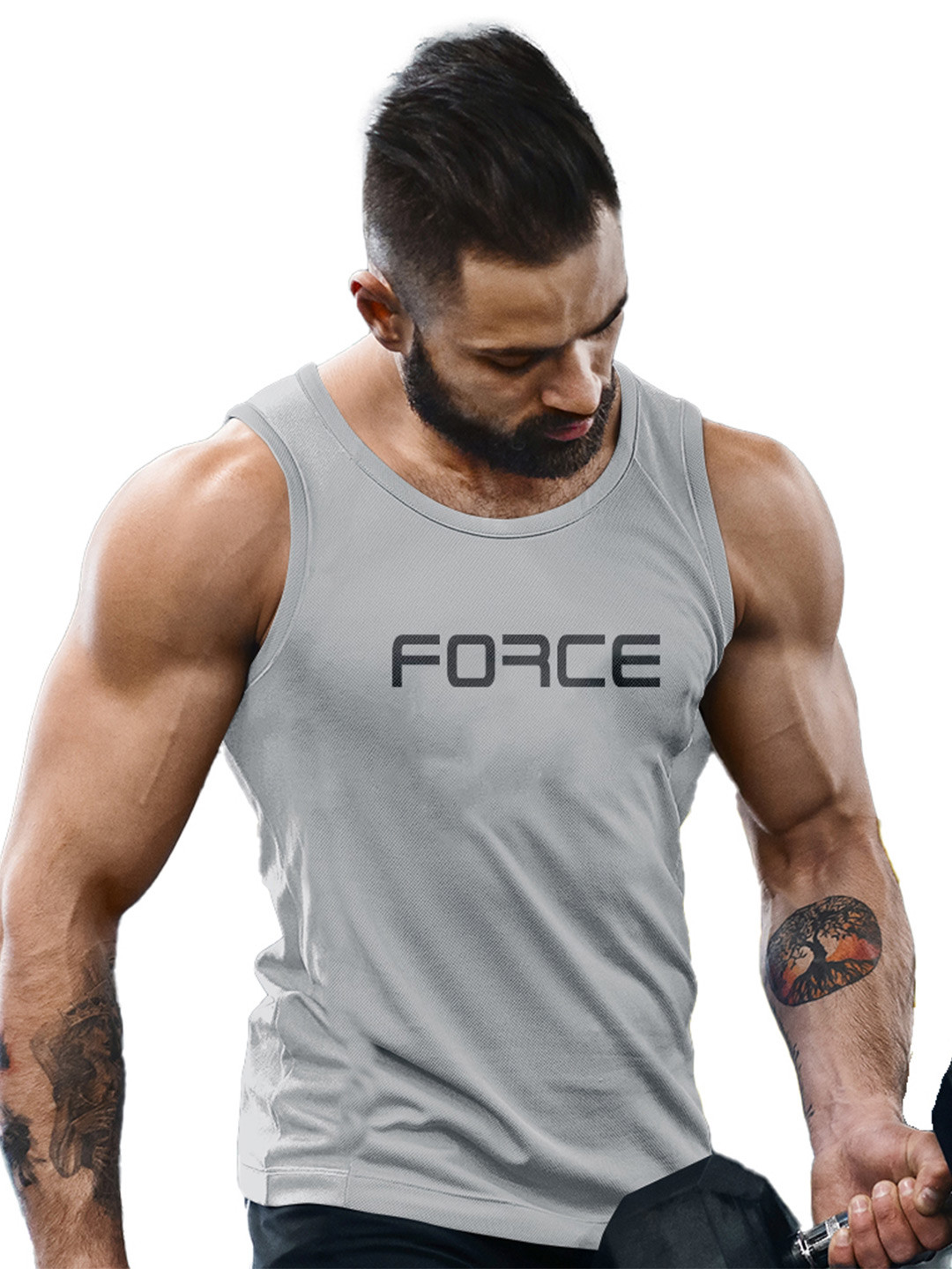 3Colors Scoop Neck Innerwear Gym Vest VEST-NCUT-FORCE-GREY_M