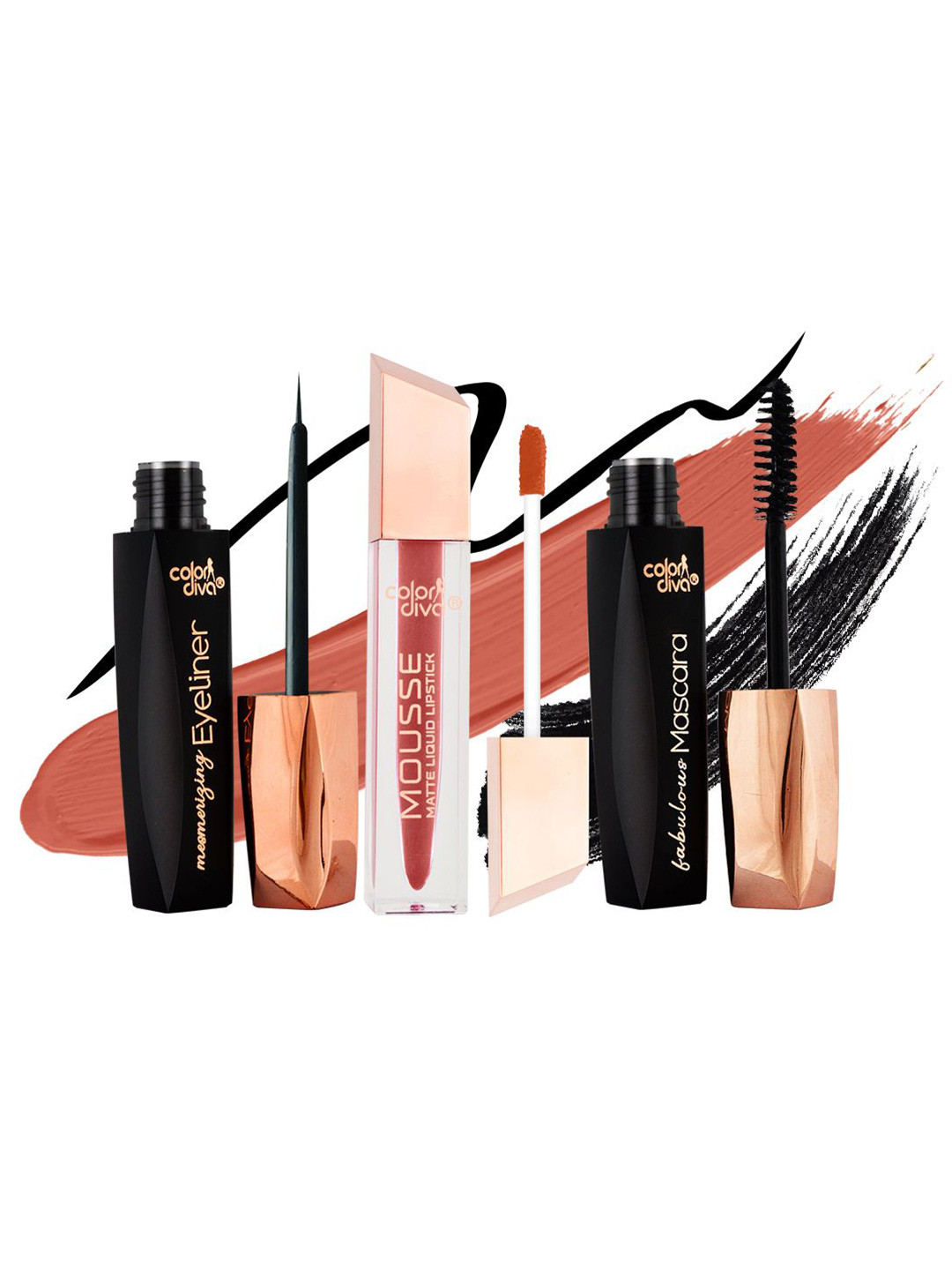 Color Diva Set Of 3 Mesmerizing Eyeliner & Fabulash Mascara & Mousse Lipstick - 10 ml Each