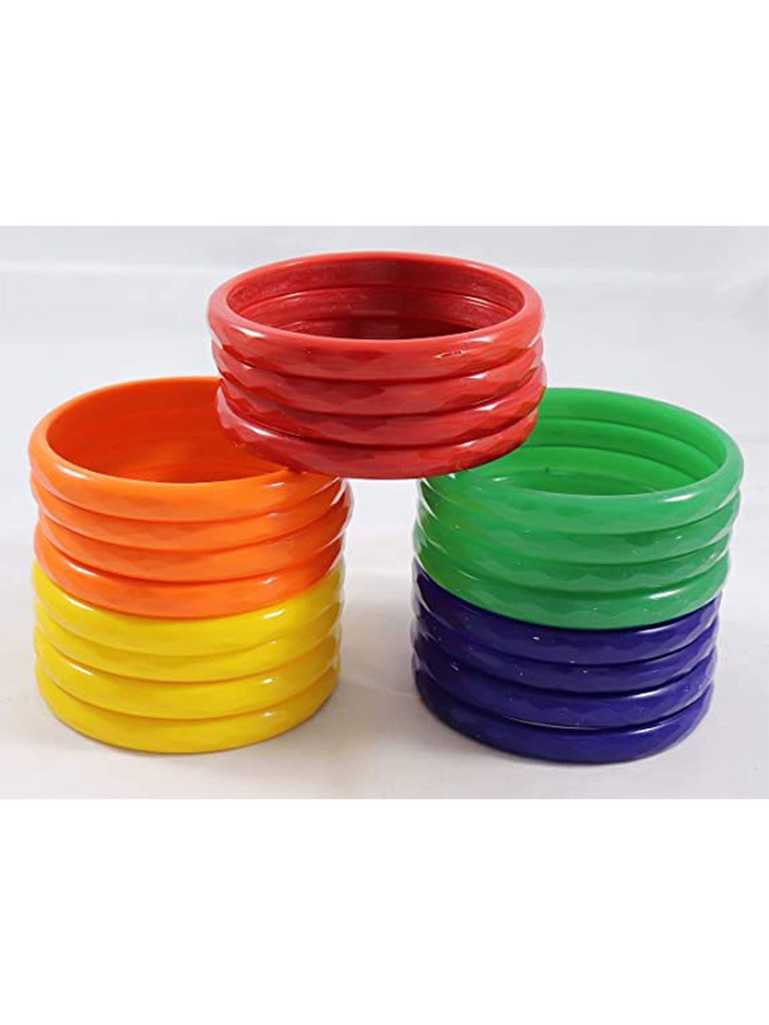 ZULKA Set Of 20 Glass With Diamond Cut Pattern Glossy Finished Bangles